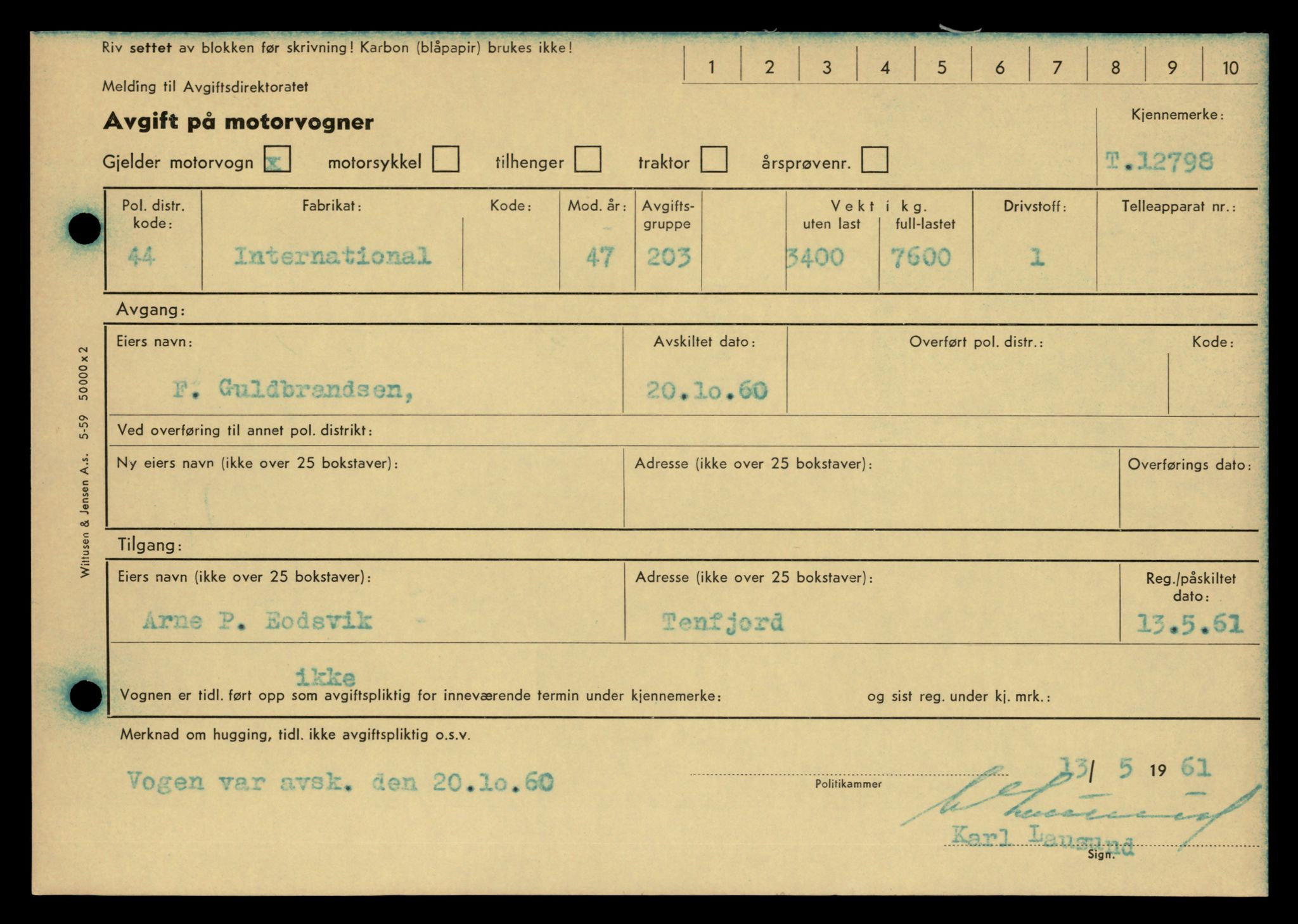 Møre og Romsdal vegkontor - Ålesund trafikkstasjon, AV/SAT-A-4099/F/Fe/L0035: Registreringskort for kjøretøy T 12653 - T 12829, 1927-1998, p. 2434