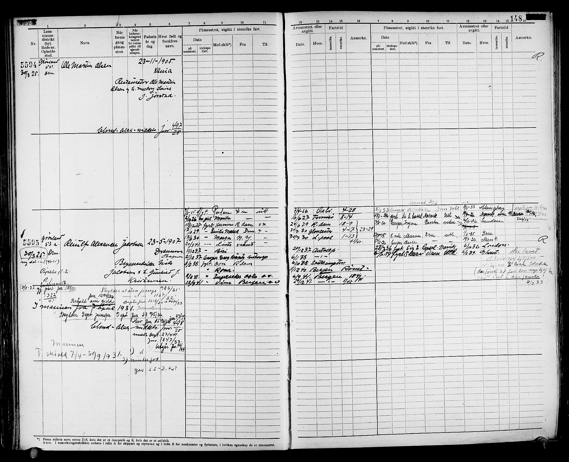 Drammen innrulleringsdistrikt, AV/SAKO-A-781/F/Fc/L0008: Hovedrulle, 1923, p. 154