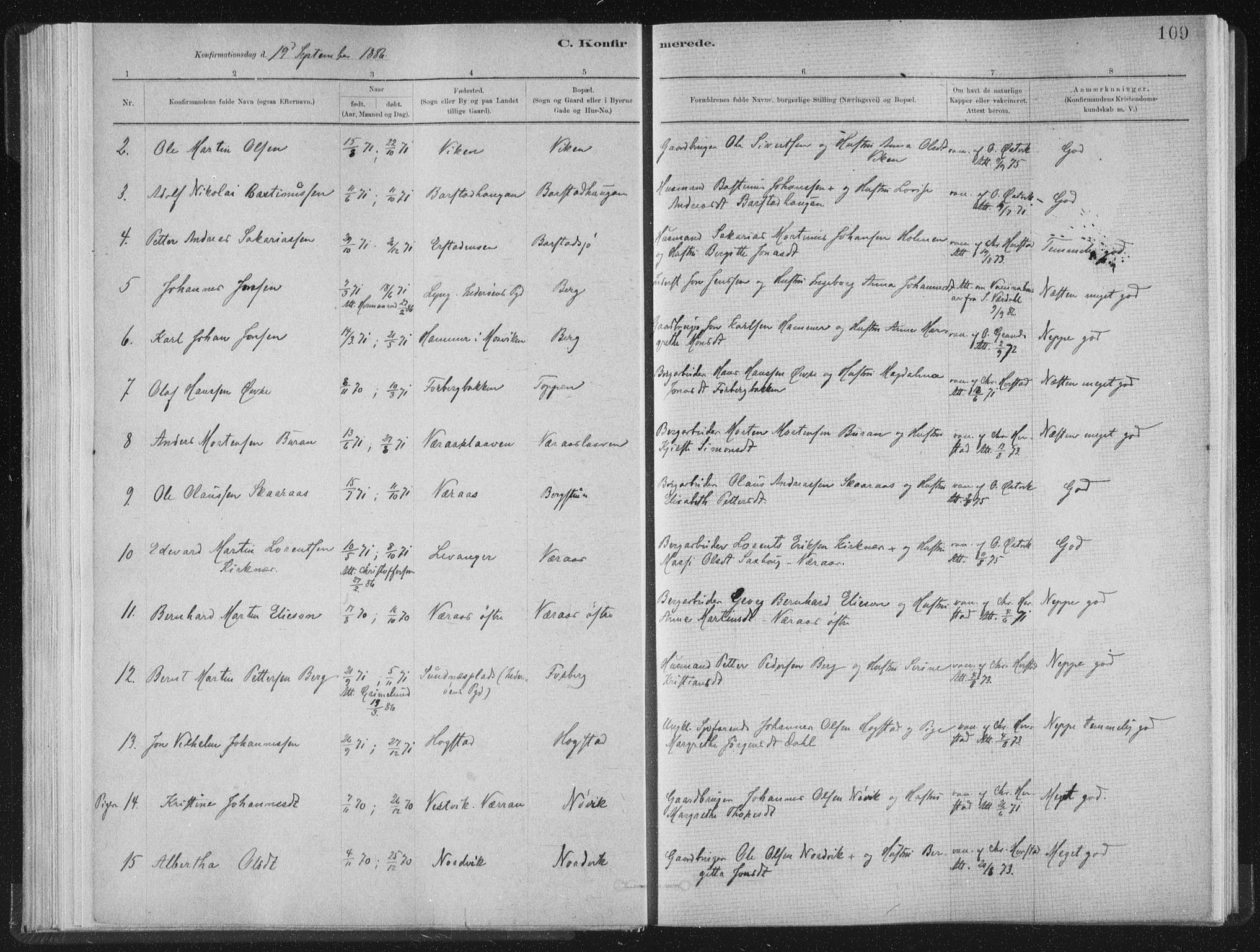 Ministerialprotokoller, klokkerbøker og fødselsregistre - Nord-Trøndelag, AV/SAT-A-1458/722/L0220: Parish register (official) no. 722A07, 1881-1908, p. 109