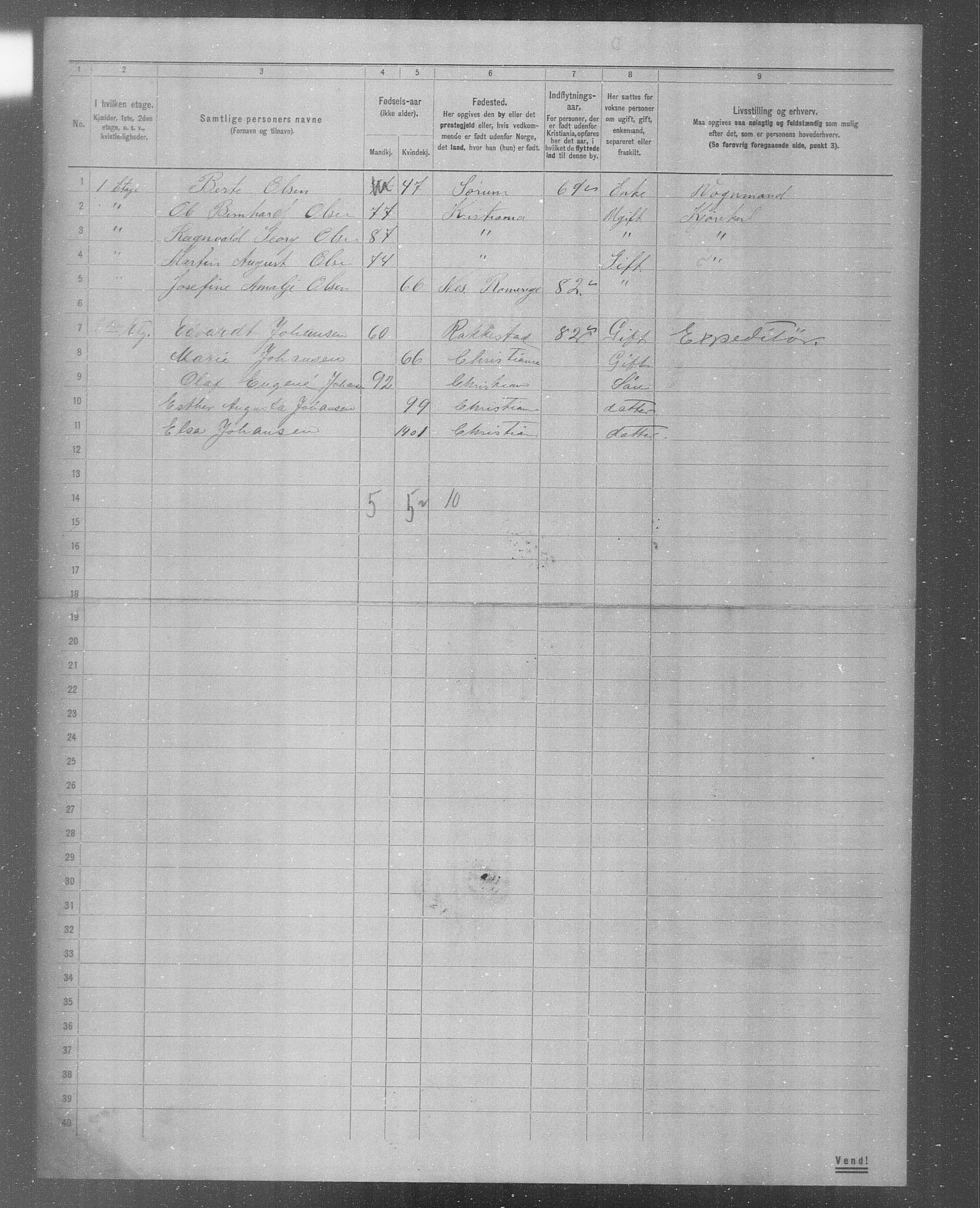 OBA, Municipal Census 1904 for Kristiania, 1904, p. 4759