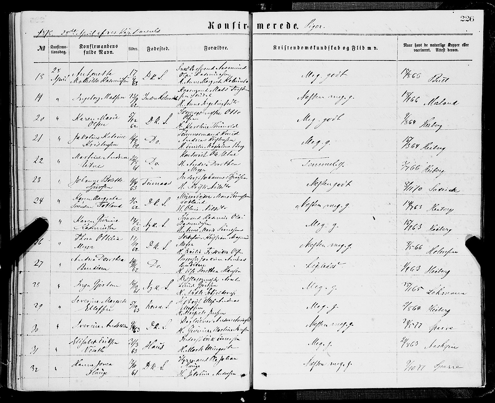 Domkirken sokneprestembete, AV/SAB-A-74801/H/Haa/L0029: Parish register (official) no. C 4, 1864-1879, p. 226