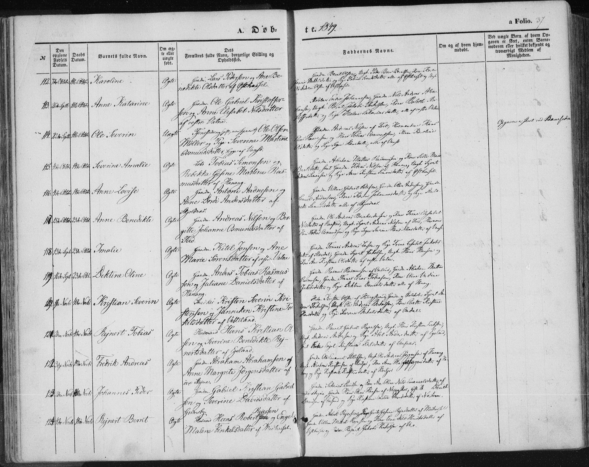 Lista sokneprestkontor, SAK/1111-0027/F/Fa/L0010: Parish register (official) no. A 10, 1846-1861, p. 37