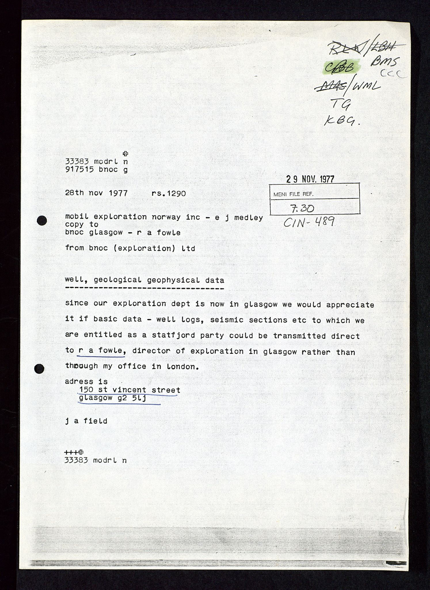 Pa 1578 - Mobil Exploration Norway Incorporated, AV/SAST-A-102024/4/D/Da/L0115: S.E. Smith - Sak og korrespondanse, 1974-1981, p. 10