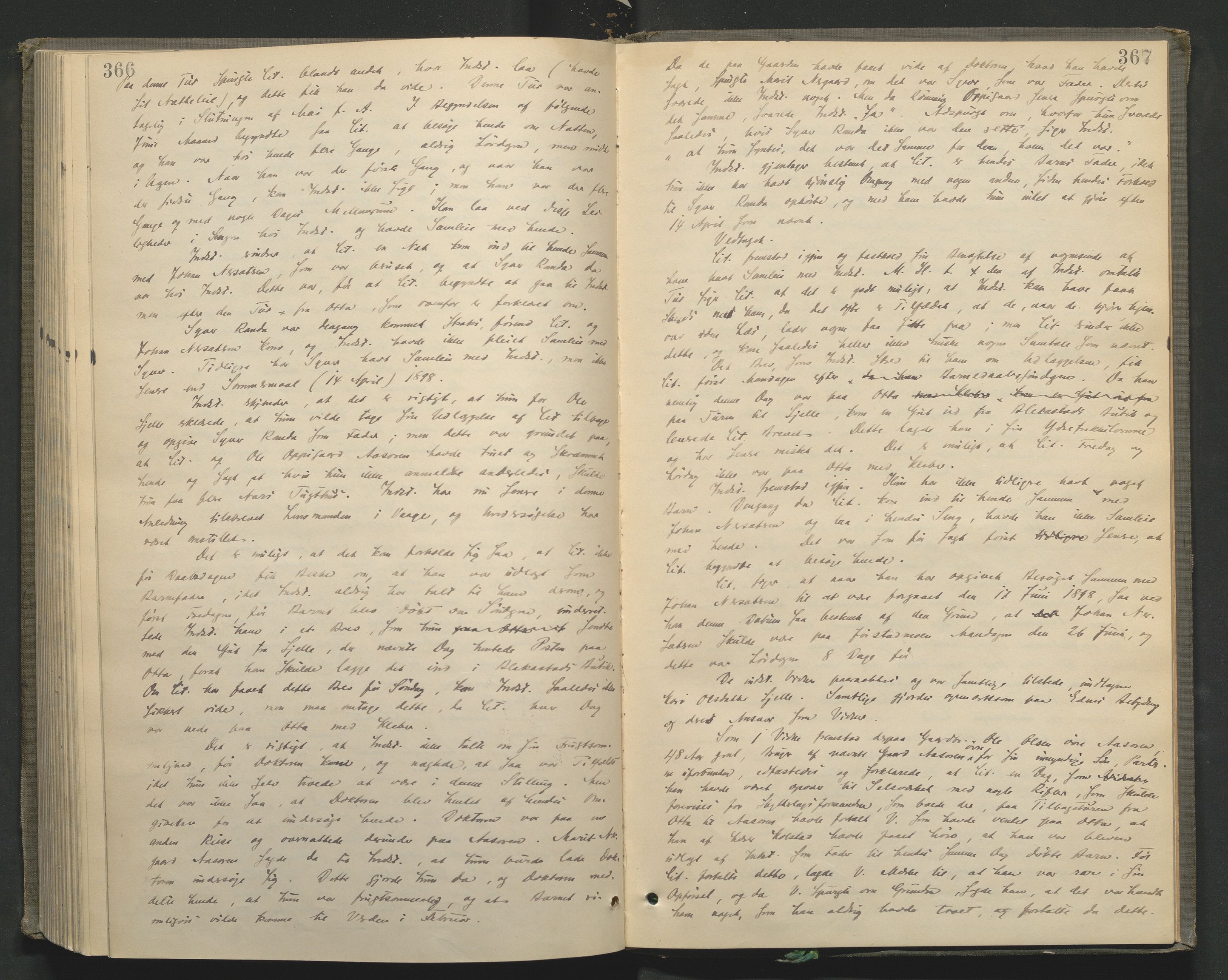 Nord-Gudbrandsdal tingrett, SAH/TING-002/G/Gc/Gcb/L0005: Ekstrarettsprotokoll for åstedssaker, 1889-1900, p. 366-367