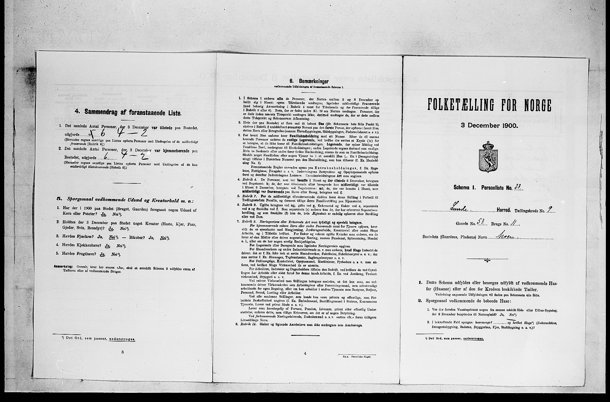 SAKO, 1900 census for Lunde, 1900, p. 835