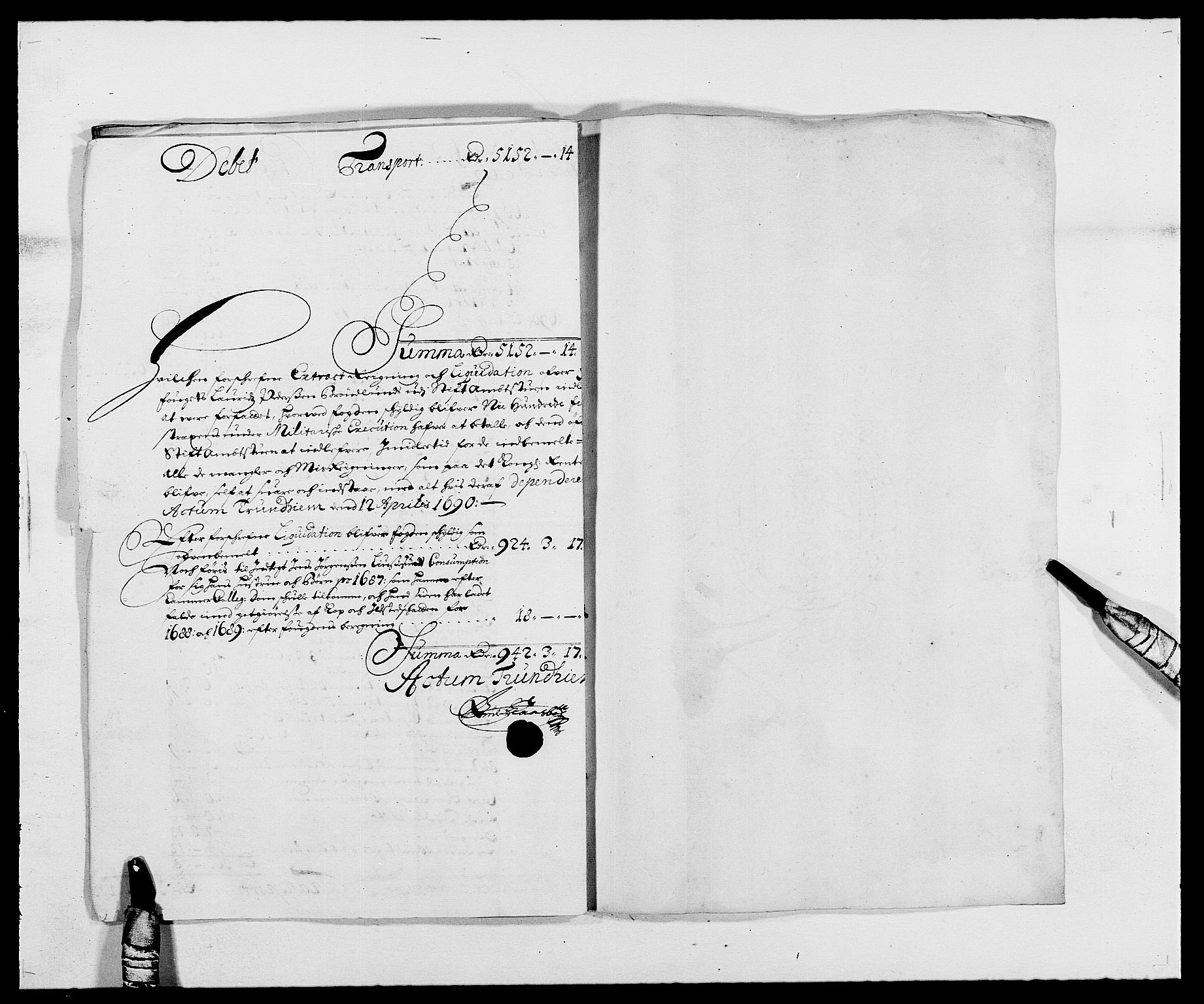 Rentekammeret inntil 1814, Reviderte regnskaper, Fogderegnskap, AV/RA-EA-4092/R57/L3847: Fogderegnskap Fosen, 1689, p. 13