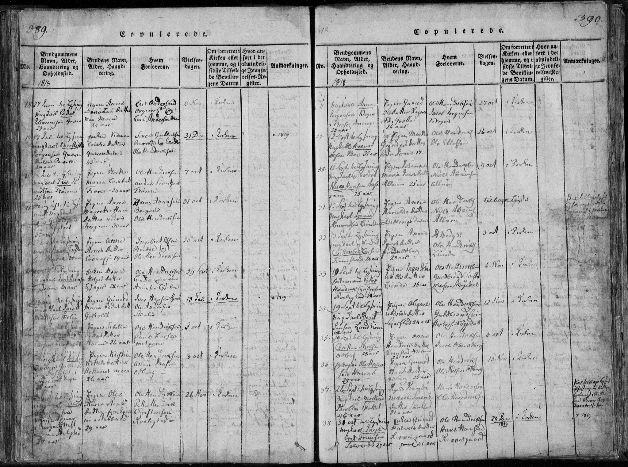 Hedrum kirkebøker, SAKO/A-344/F/Fa/L0004: Parish register (official) no. I 4, 1817-1835, p. 389-390