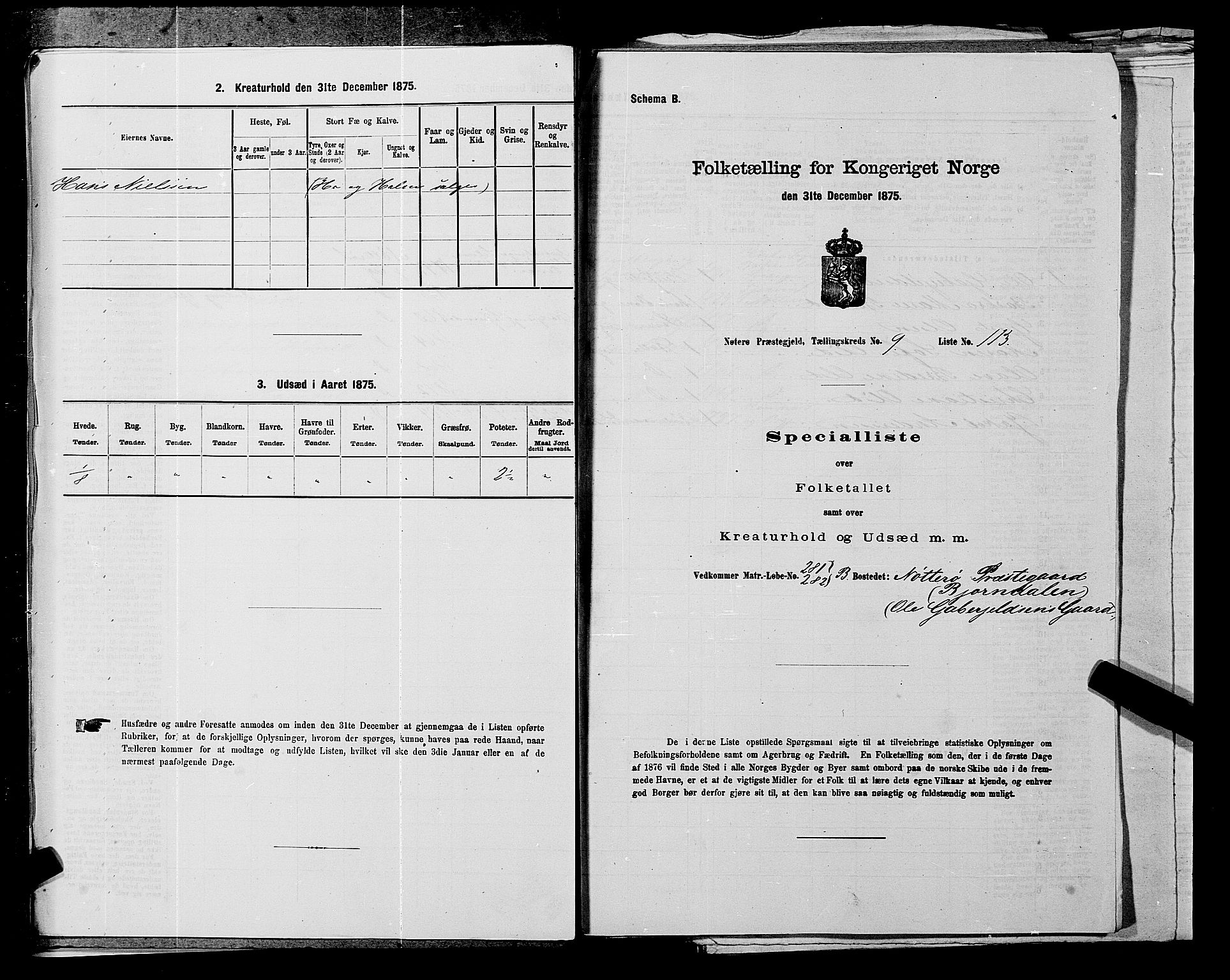 SAKO, 1875 census for 0722P Nøtterøy, 1875, p. 1964