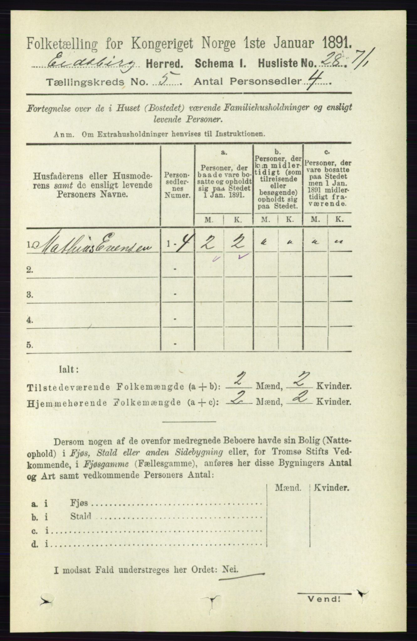 RA, 1891 census for 0125 Eidsberg, 1891, p. 2951