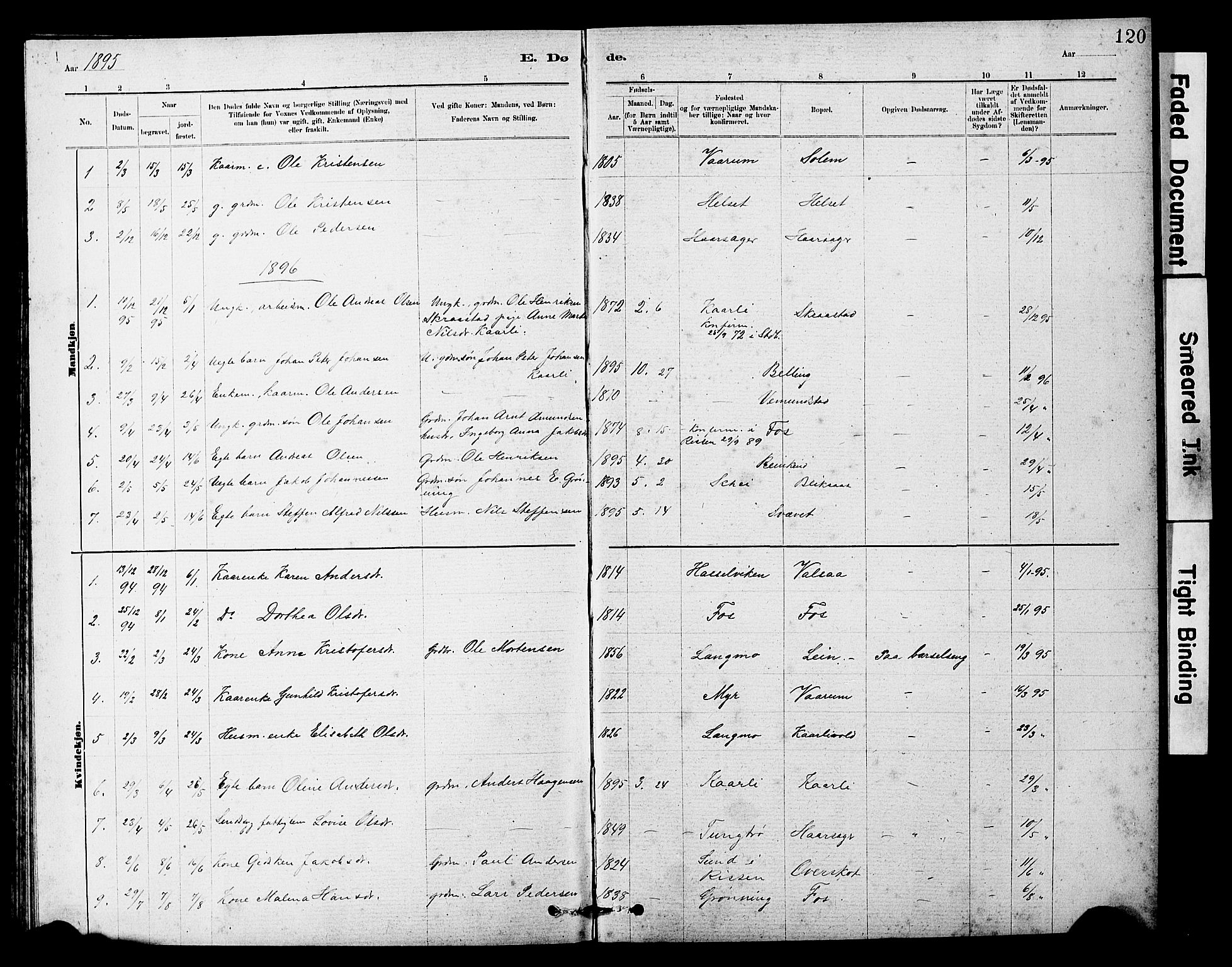 Ministerialprotokoller, klokkerbøker og fødselsregistre - Sør-Trøndelag, AV/SAT-A-1456/646/L0628: Parish register (copy) no. 646C01, 1880-1903, p. 120