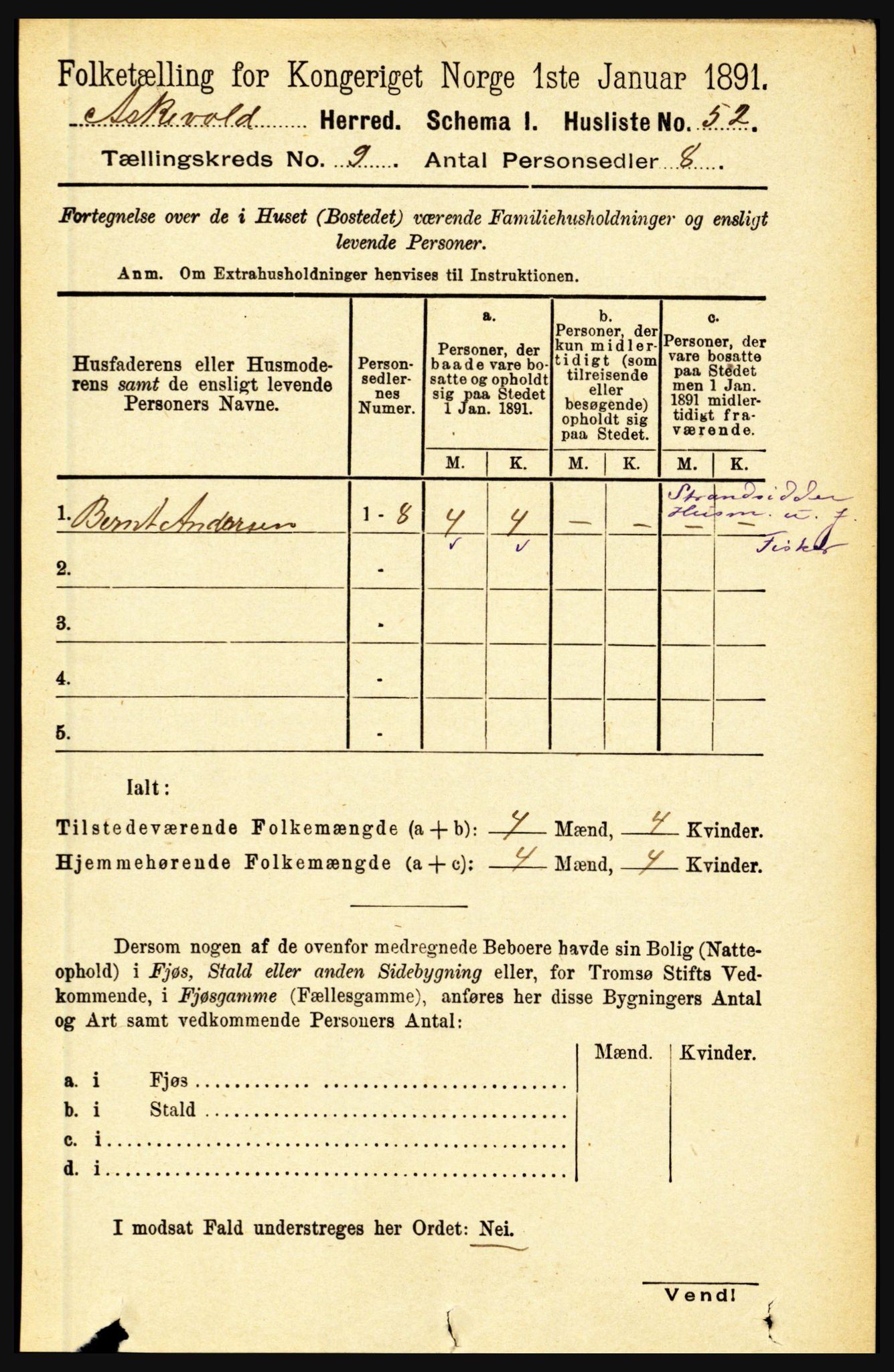 RA, 1891 census for 1428 Askvoll, 1891, p. 2543