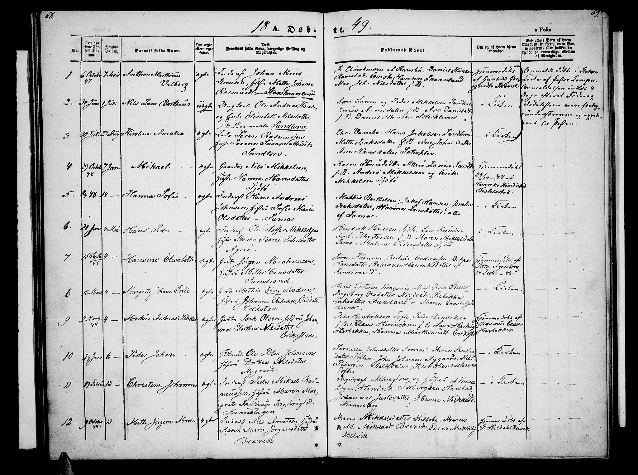 Trondenes sokneprestkontor, SATØ/S-1319/H/Hb/L0006klokker: Parish register (copy) no. 6, 1845-1855, p. 68-69