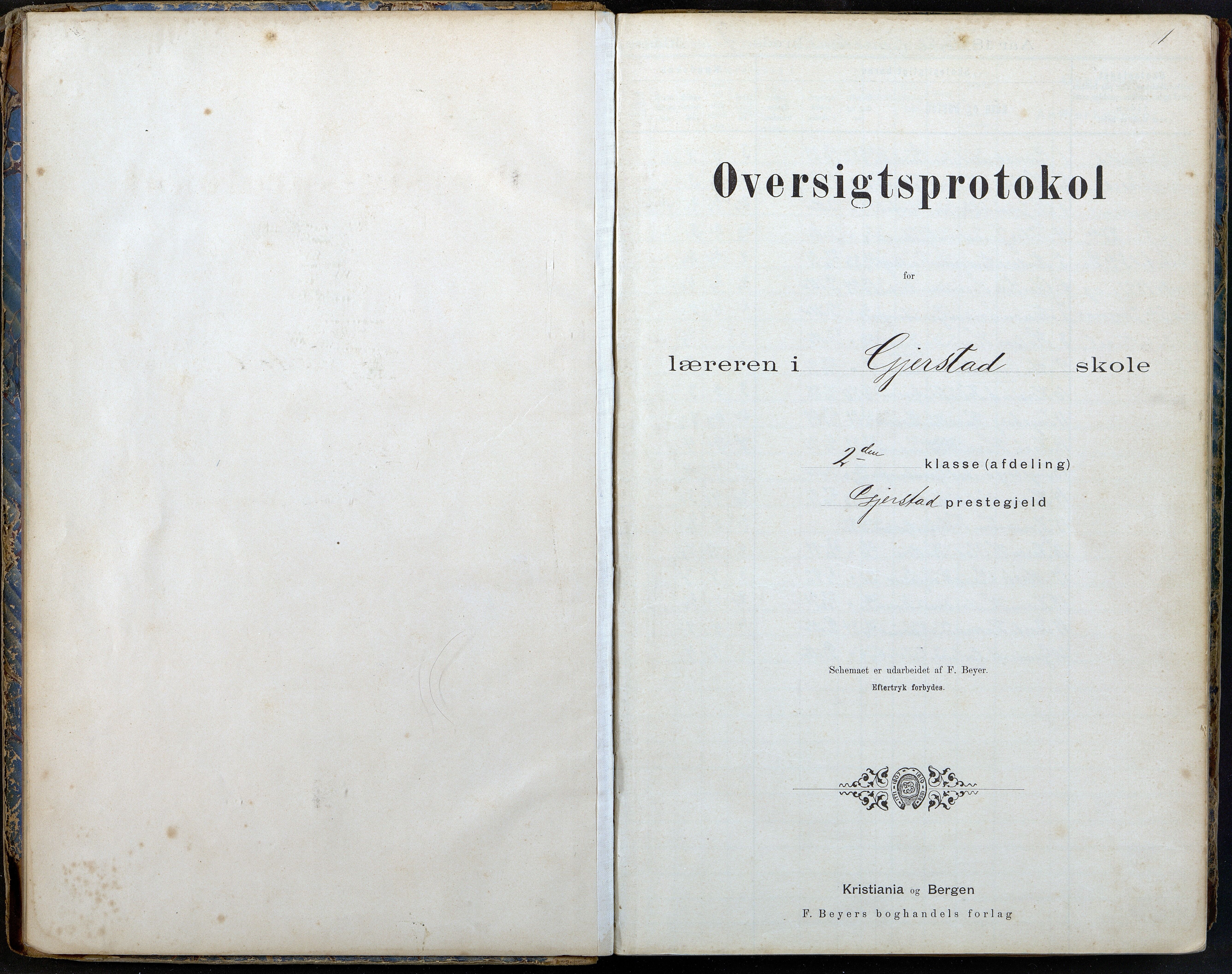 Gjerstad Kommune, Gjerstad Skole, AAKS/KA0911-550a/F02/L0008: Karakterprotokoll, 1891-1962, p. 1