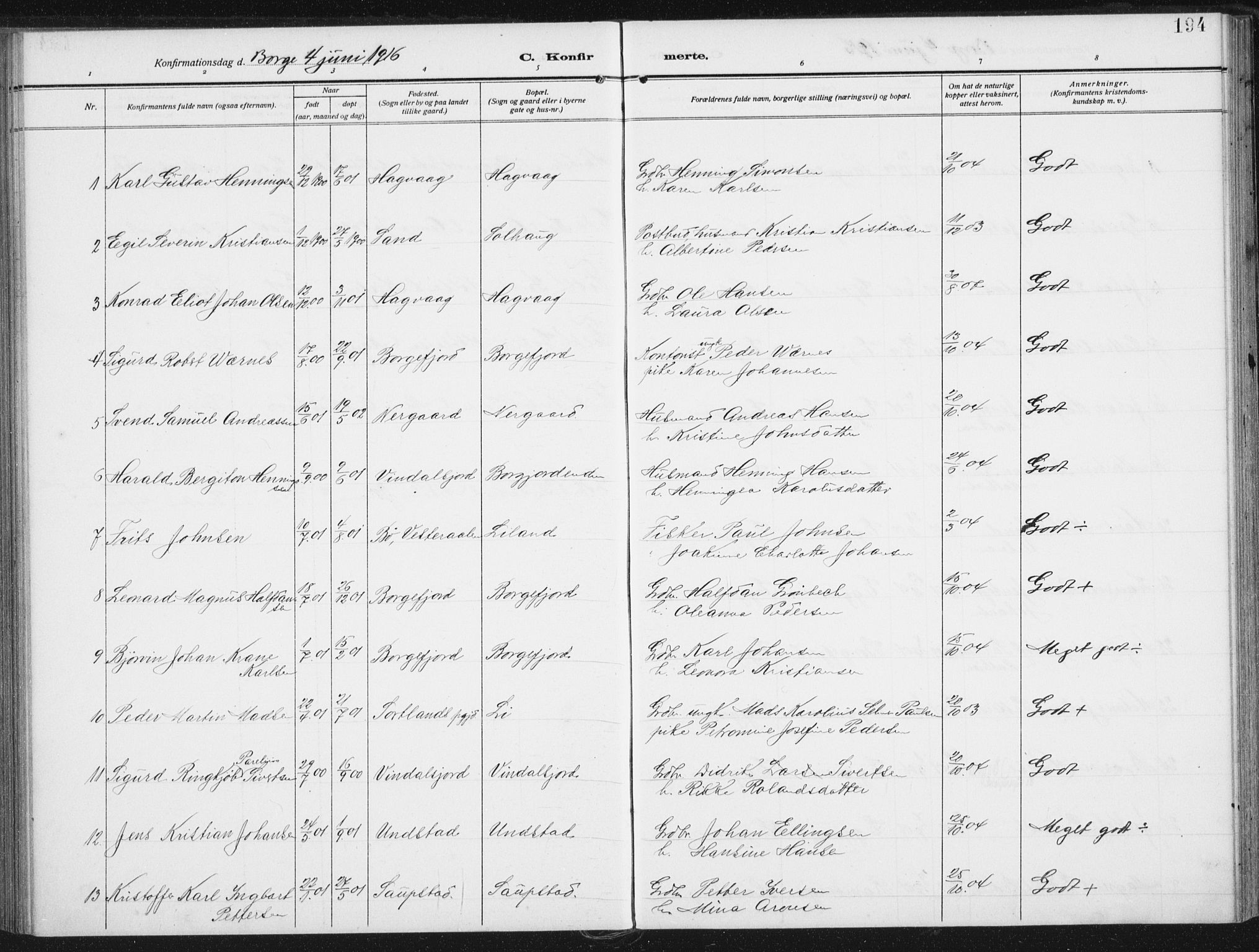 Ministerialprotokoller, klokkerbøker og fødselsregistre - Nordland, SAT/A-1459/880/L1135: Parish register (official) no. 880A09, 1908-1919, p. 194