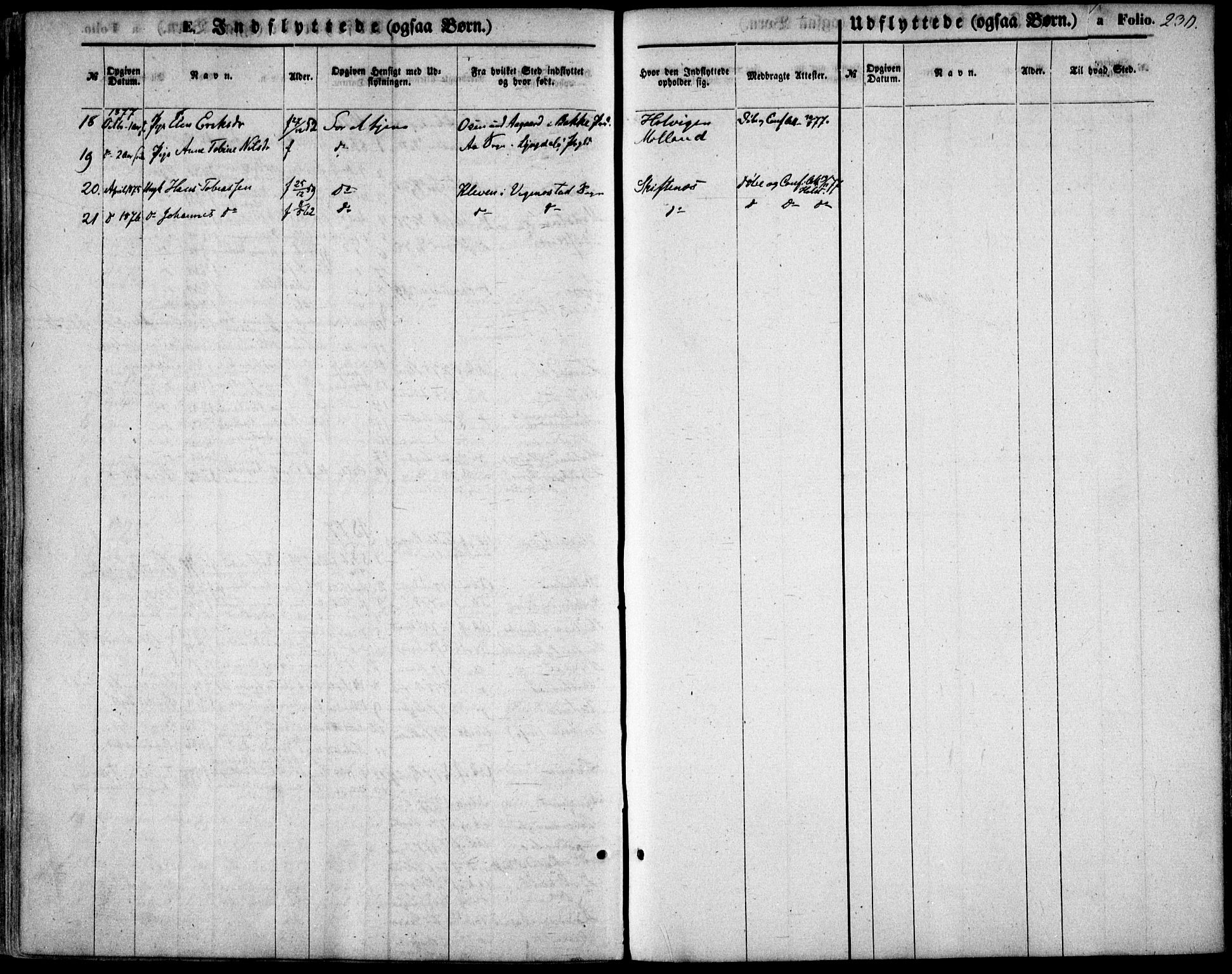 Hommedal sokneprestkontor, SAK/1111-0023/F/Fa/Fab/L0005: Parish register (official) no. A 5, 1861-1877, p. 230