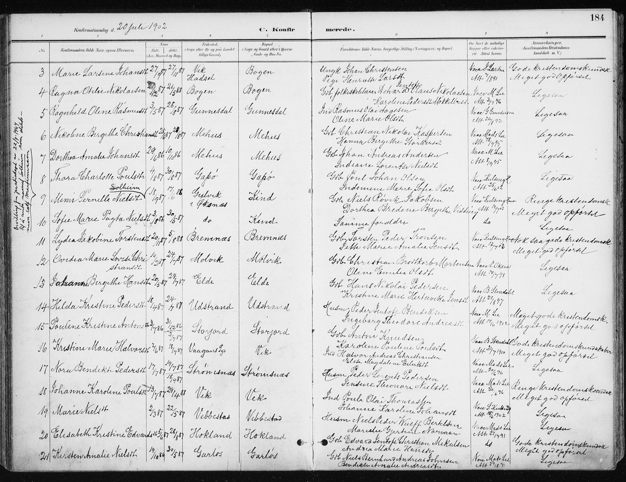 Kvæfjord sokneprestkontor, SATØ/S-1323/G/Ga/Gaa/L0006kirke: Parish register (official) no. 6, 1895-1914, p. 184