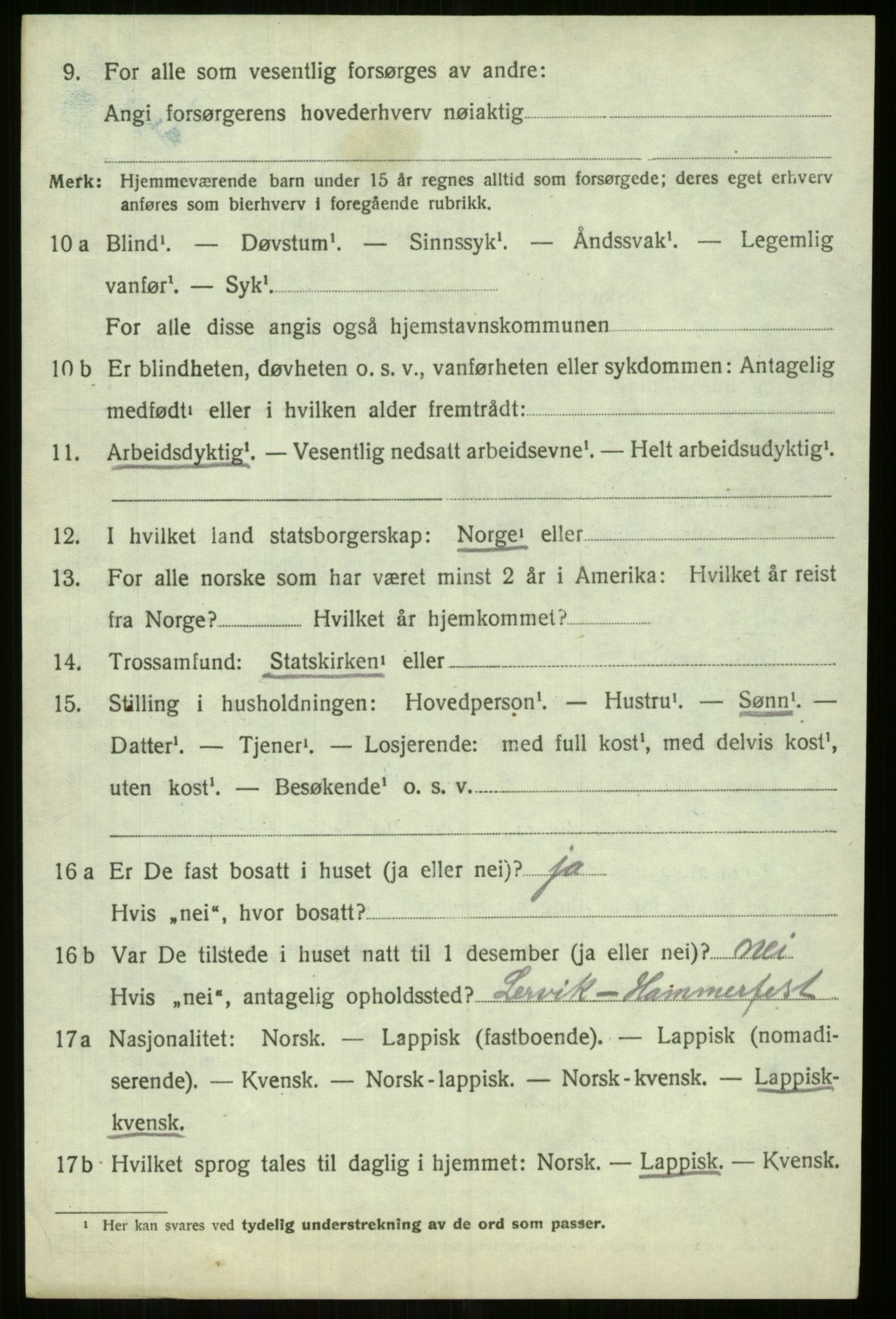 SATØ, 1920 census for Lyngen, 1920, p. 3558