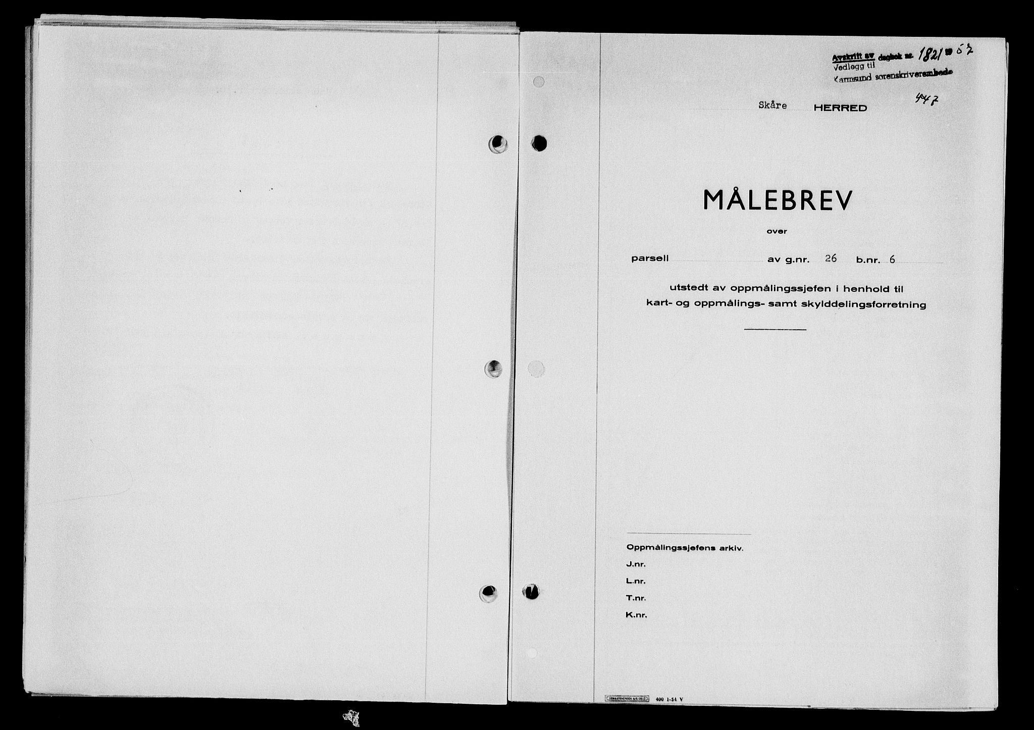 Karmsund sorenskriveri, AV/SAST-A-100311/01/II/IIB/L0125: Mortgage book no. 105A, 1957-1957, Diary no: : 1821/1957