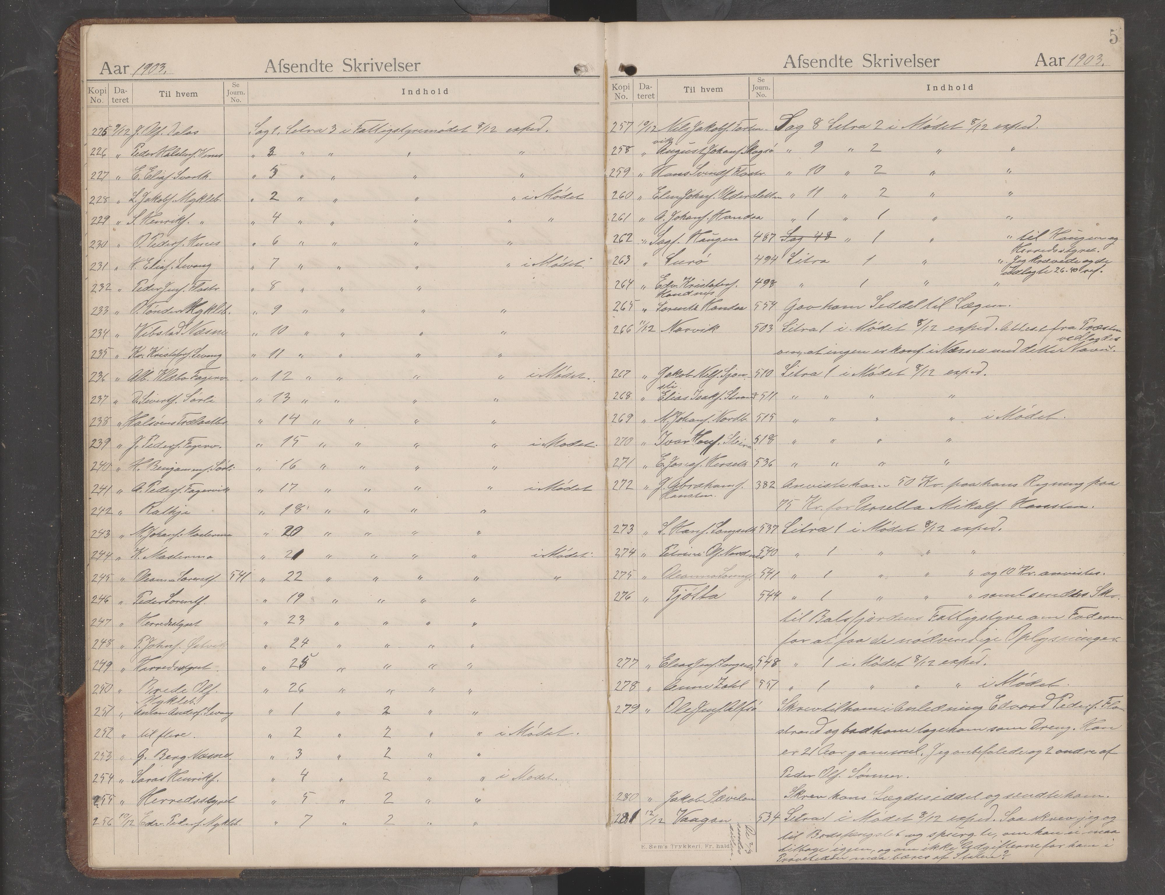 Nesna kommune. Fattigstyret, AIN/K-18280.610/210/L0001: Kopibok, 1903-1910