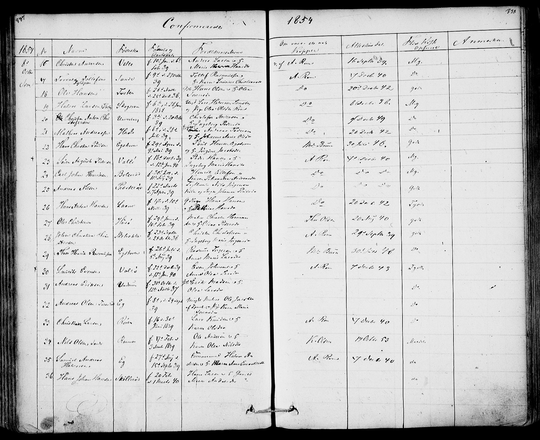 Sem kirkebøker, AV/SAKO-A-5/F/Fa/L0006: Parish register (official) no. I 6, 1843-1855, p. 337-338