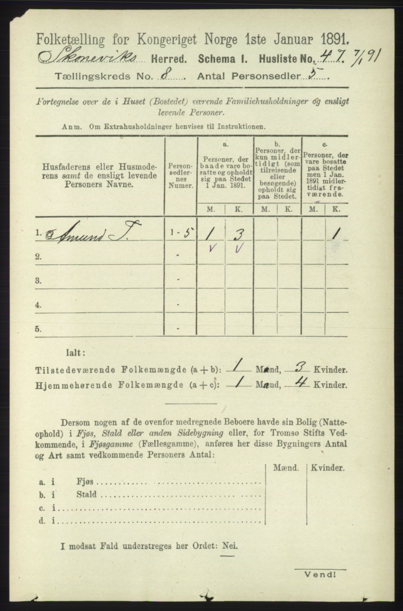 RA, 1891 census for 1212 Skånevik, 1891, p. 2177