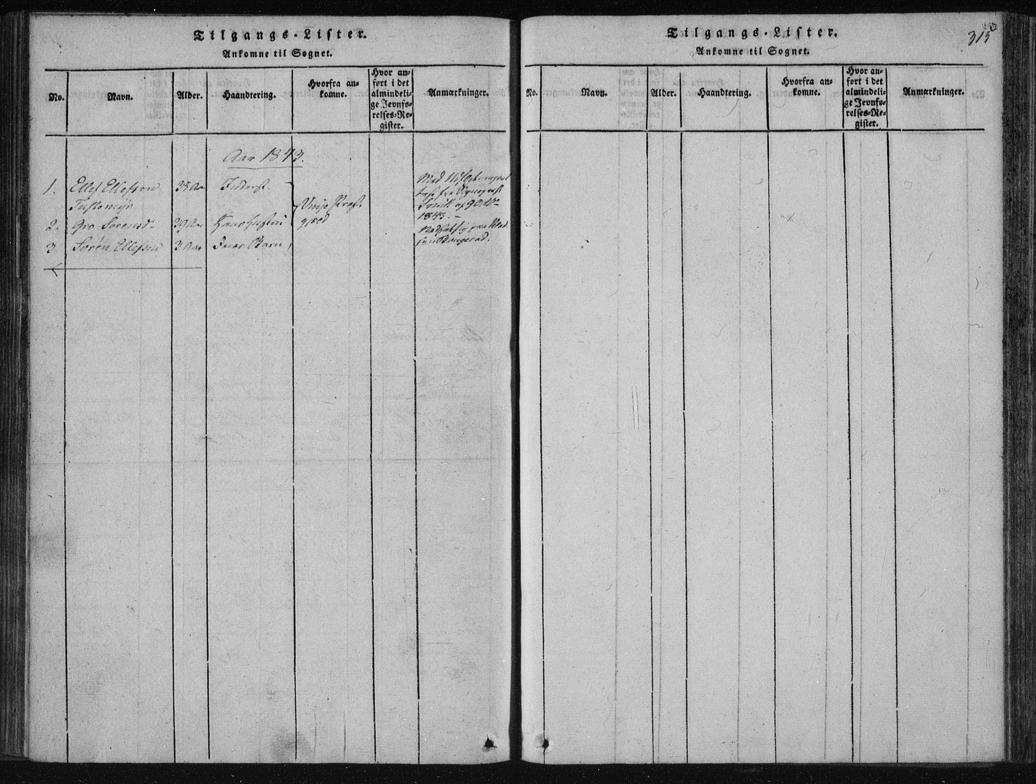 Tinn kirkebøker, SAKO/A-308/F/Fc/L0001: Parish register (official) no. III 1, 1815-1843, p. 315