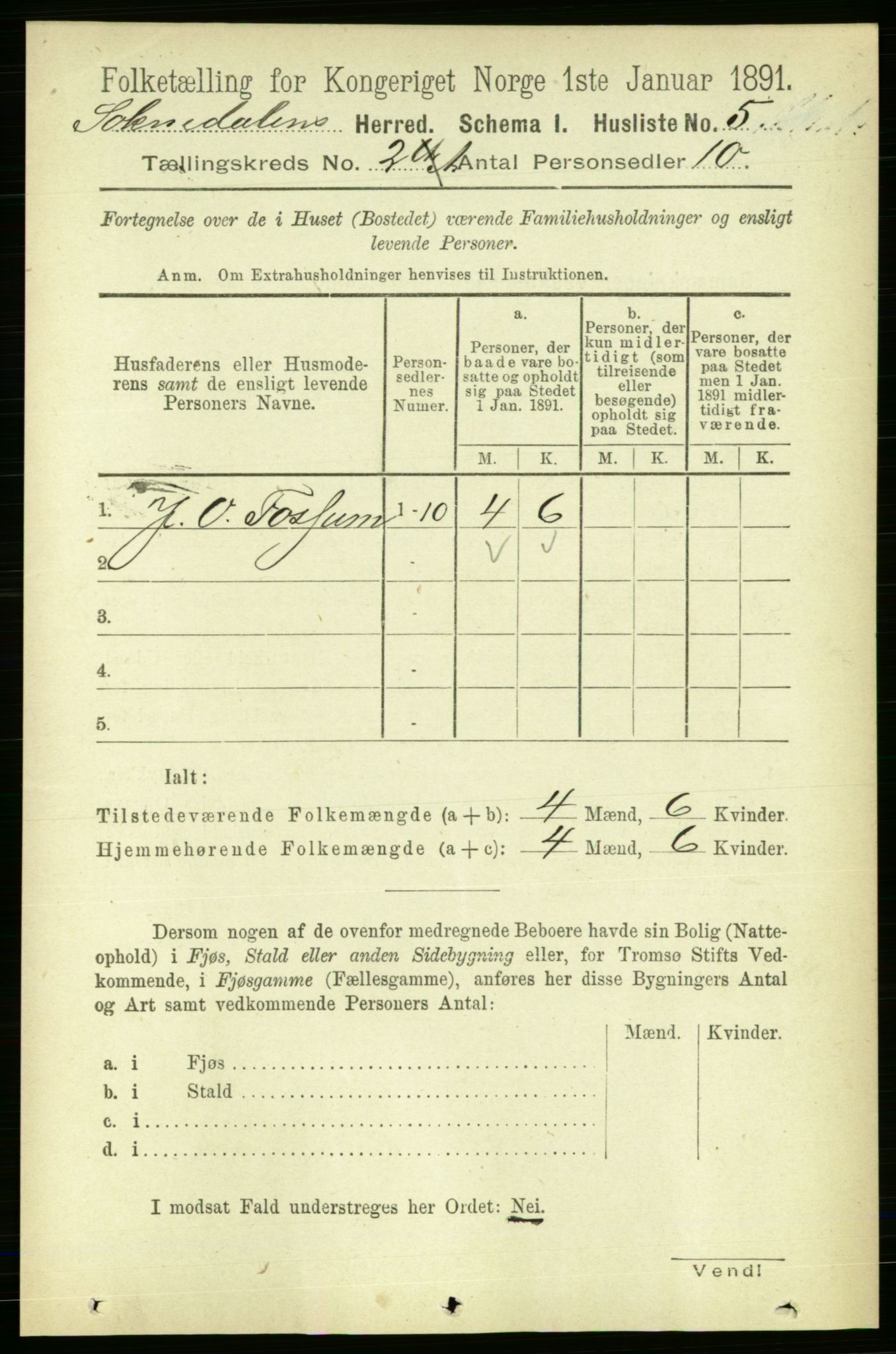 RA, 1891 census for 1649 Soknedal, 1891, p. 429