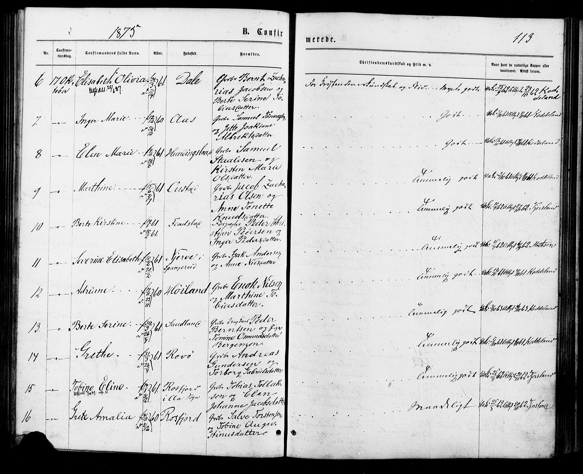 Lyngdal sokneprestkontor, AV/SAK-1111-0029/F/Fa/Faa/L0003: Parish register (official) no. A 3, 1871-1882, p. 113