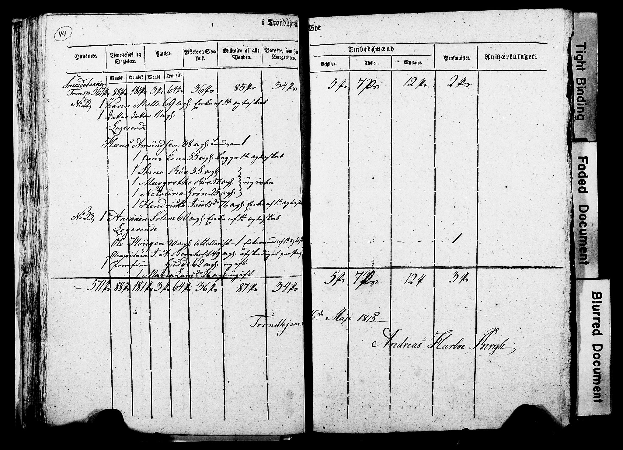 RA, Census 1815 for Trondheim, 1815, p. 43