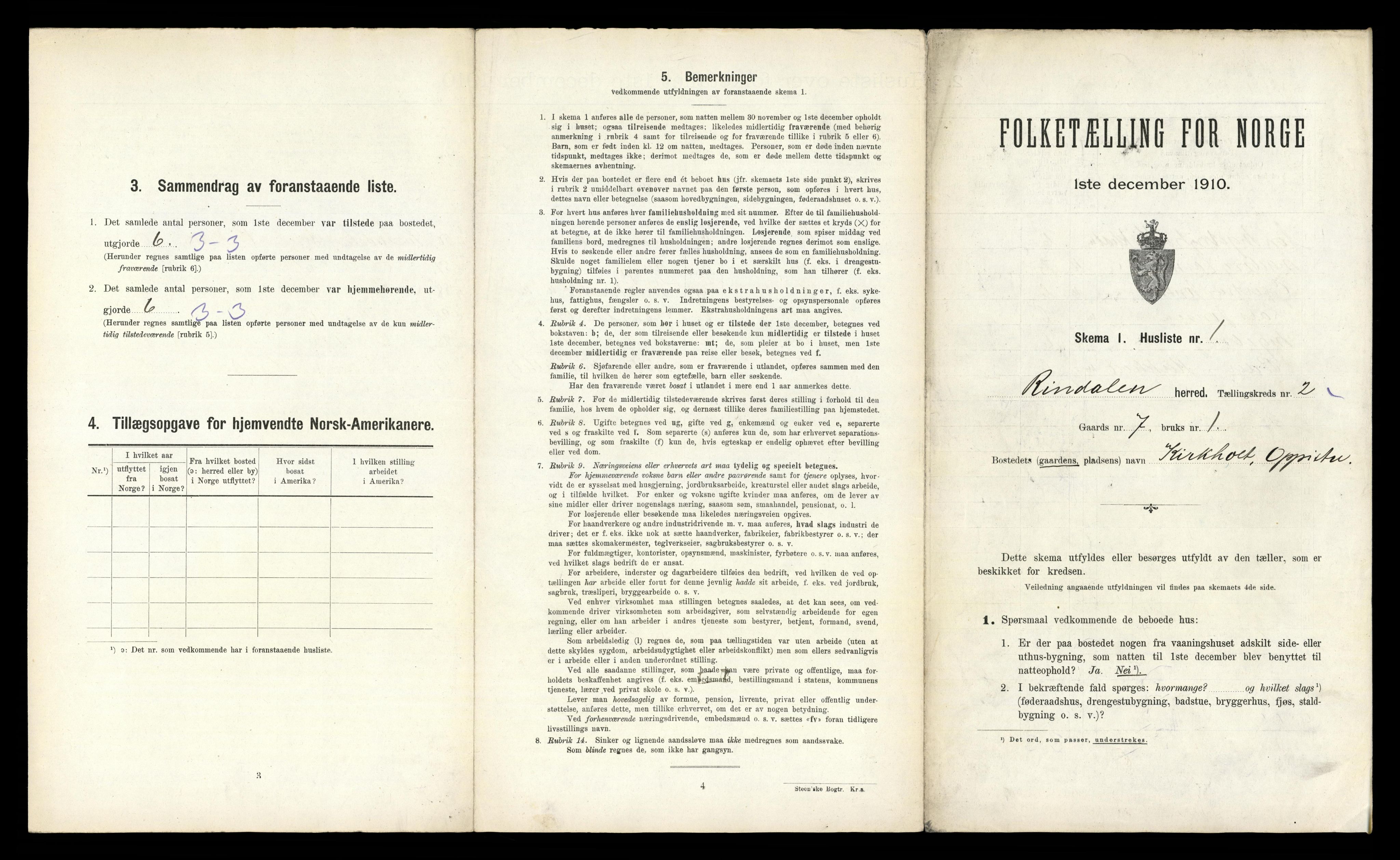 RA, 1910 census for Rindal, 1910, p. 57