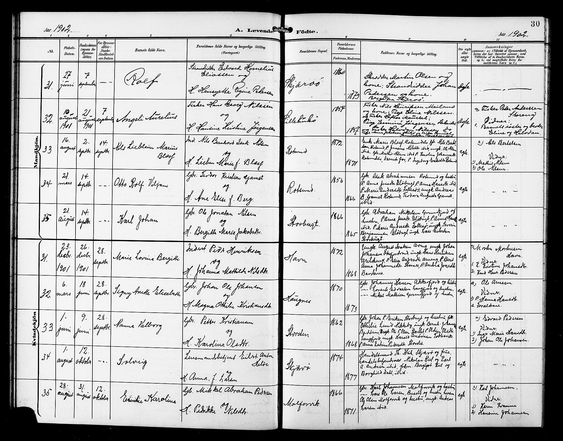 Skjervøy sokneprestkontor, AV/SATØ-S-1300/H/Ha/Hab/L0008klokker: Parish register (copy) no. 8, 1900-1910, p. 30