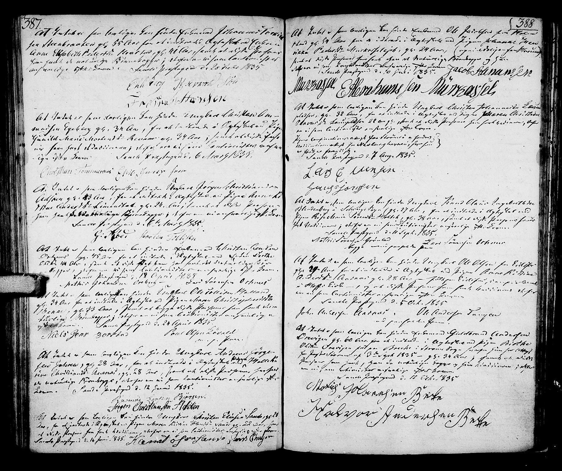 Sande Kirkebøker, SAKO/A-53/F/Fa/L0002: Parish register (official) no. 2, 1804-1814, p. 387-388