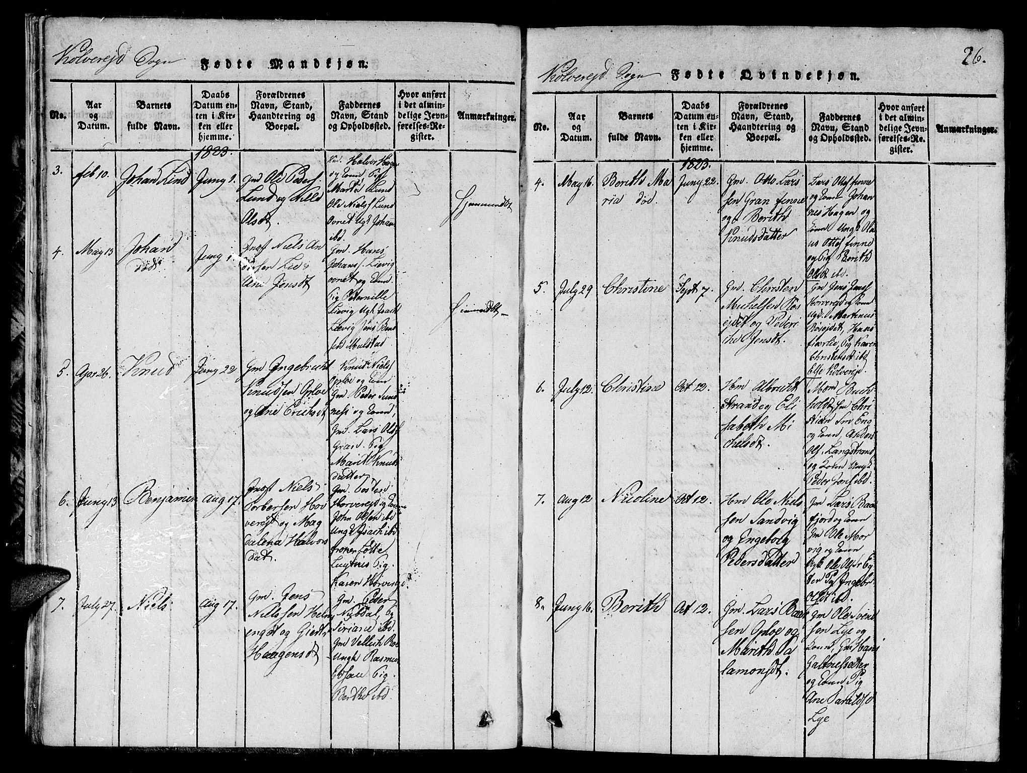 Ministerialprotokoller, klokkerbøker og fødselsregistre - Nord-Trøndelag, SAT/A-1458/780/L0648: Parish register (copy) no. 780C01 /1, 1815-1870, p. 26