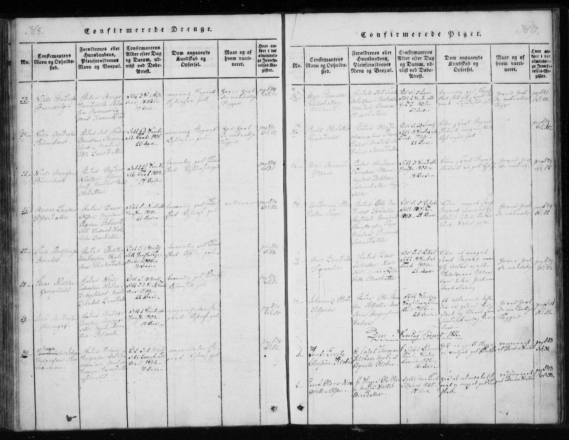 Ministerialprotokoller, klokkerbøker og fødselsregistre - Nordland, SAT/A-1459/825/L0353: Parish register (official) no. 825A07, 1820-1826, p. 368-369
