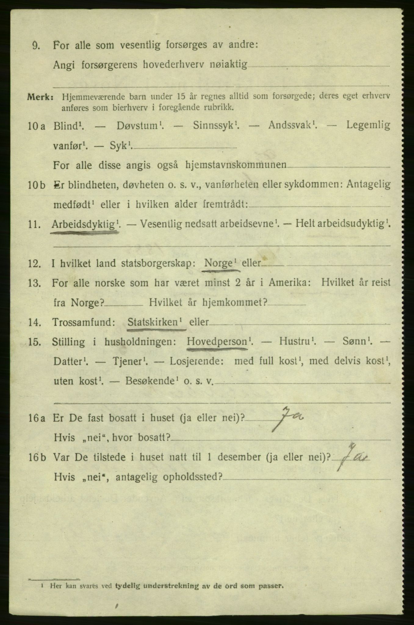 SAB, 1920 census for Florø, 1920, p. 1073