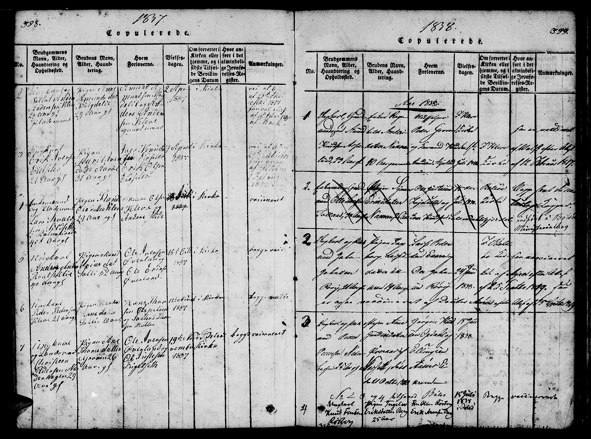 Ministerialprotokoller, klokkerbøker og fødselsregistre - Møre og Romsdal, SAT/A-1454/557/L0679: Parish register (official) no. 557A01, 1818-1843, p. 398-399