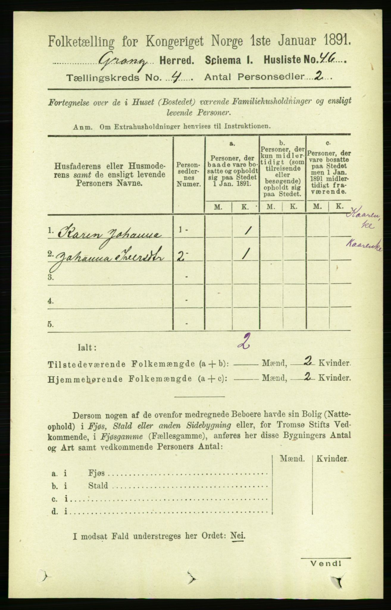 RA, 1891 census for 1742 Grong, 1891, p. 1487