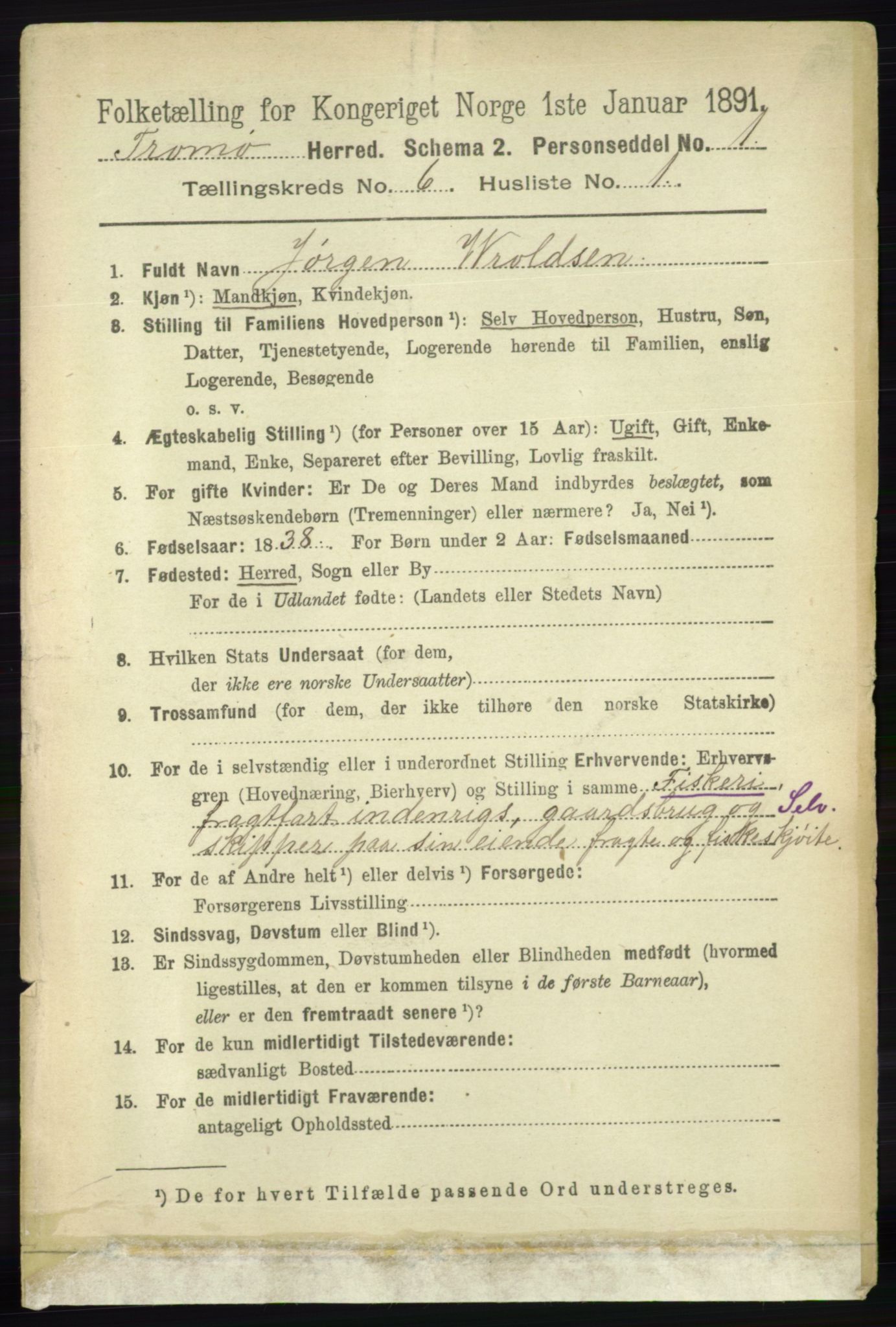 RA, 1891 census for 0921 Tromøy, 1891, p. 2866