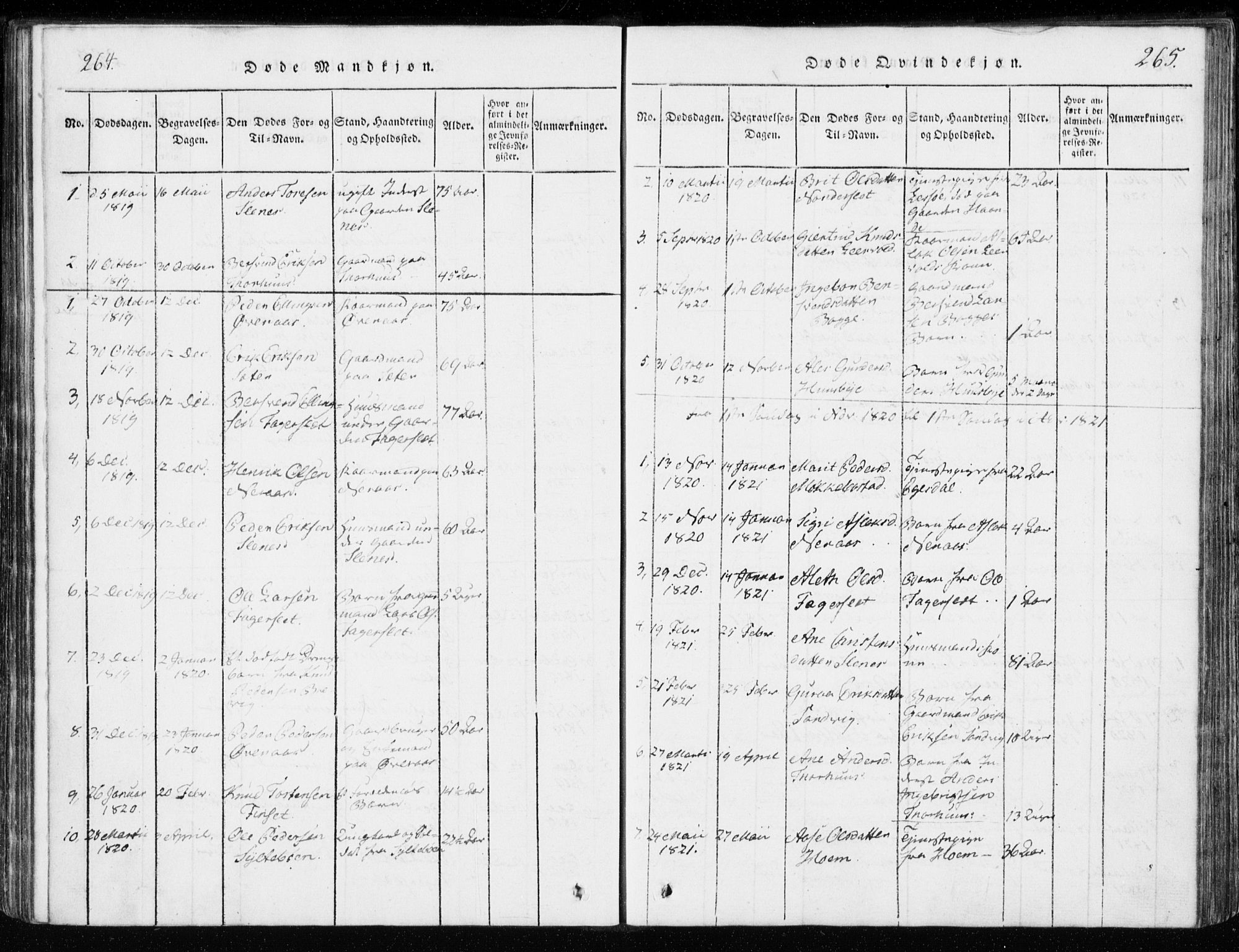 Ministerialprotokoller, klokkerbøker og fødselsregistre - Møre og Romsdal, SAT/A-1454/551/L0623: Parish register (official) no. 551A03, 1818-1831, p. 264-265