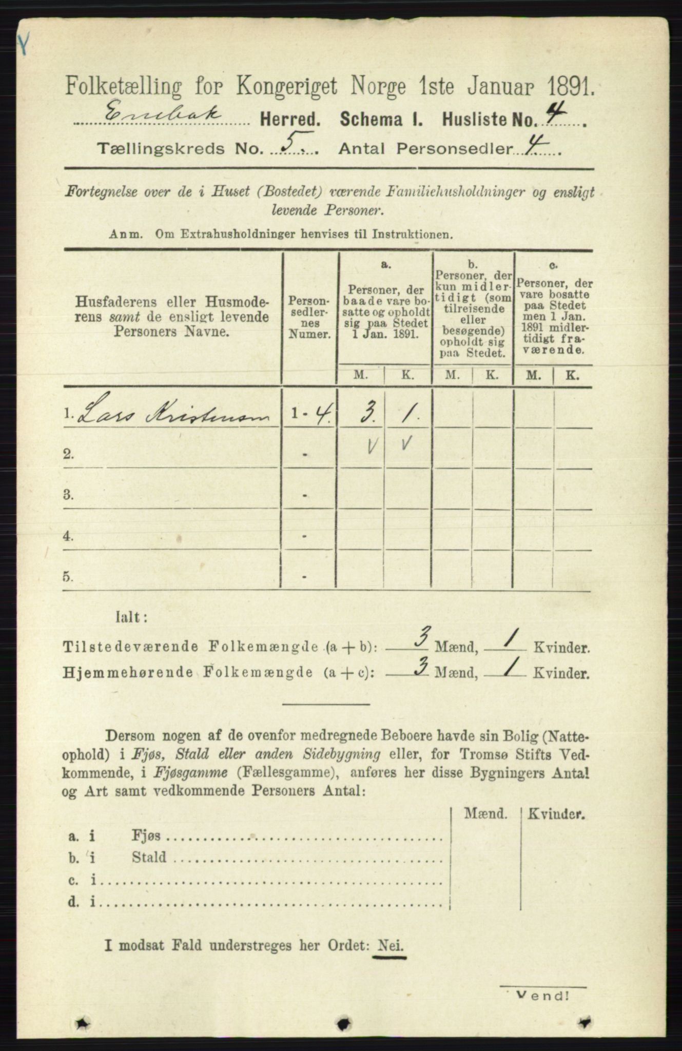 RA, 1891 census for 0229 Enebakk, 1891, p. 1846