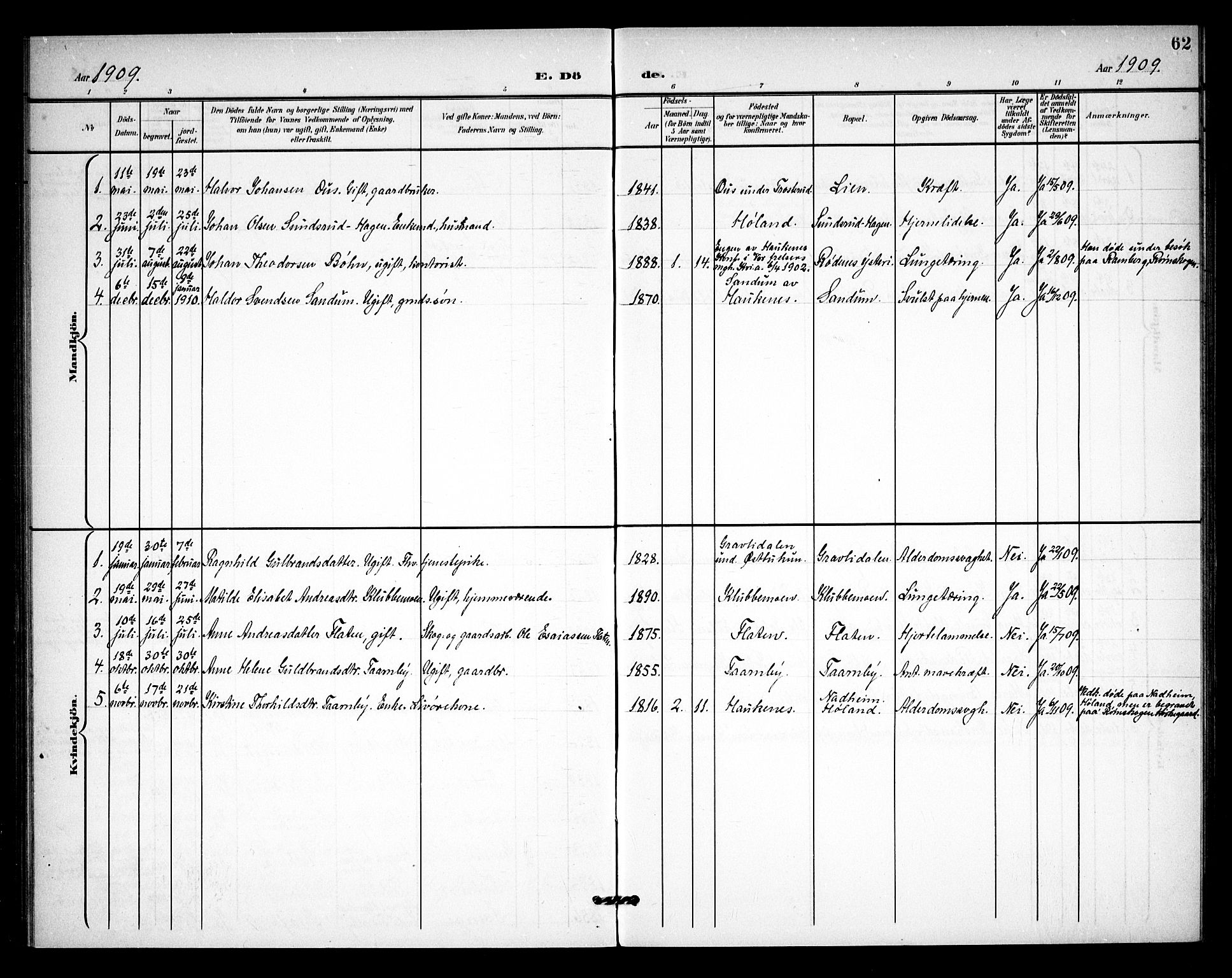 Rødenes prestekontor Kirkebøker, AV/SAO-A-2005/F/Fb/L0003: Parish register (official) no. II 3, 1901-1910, p. 62