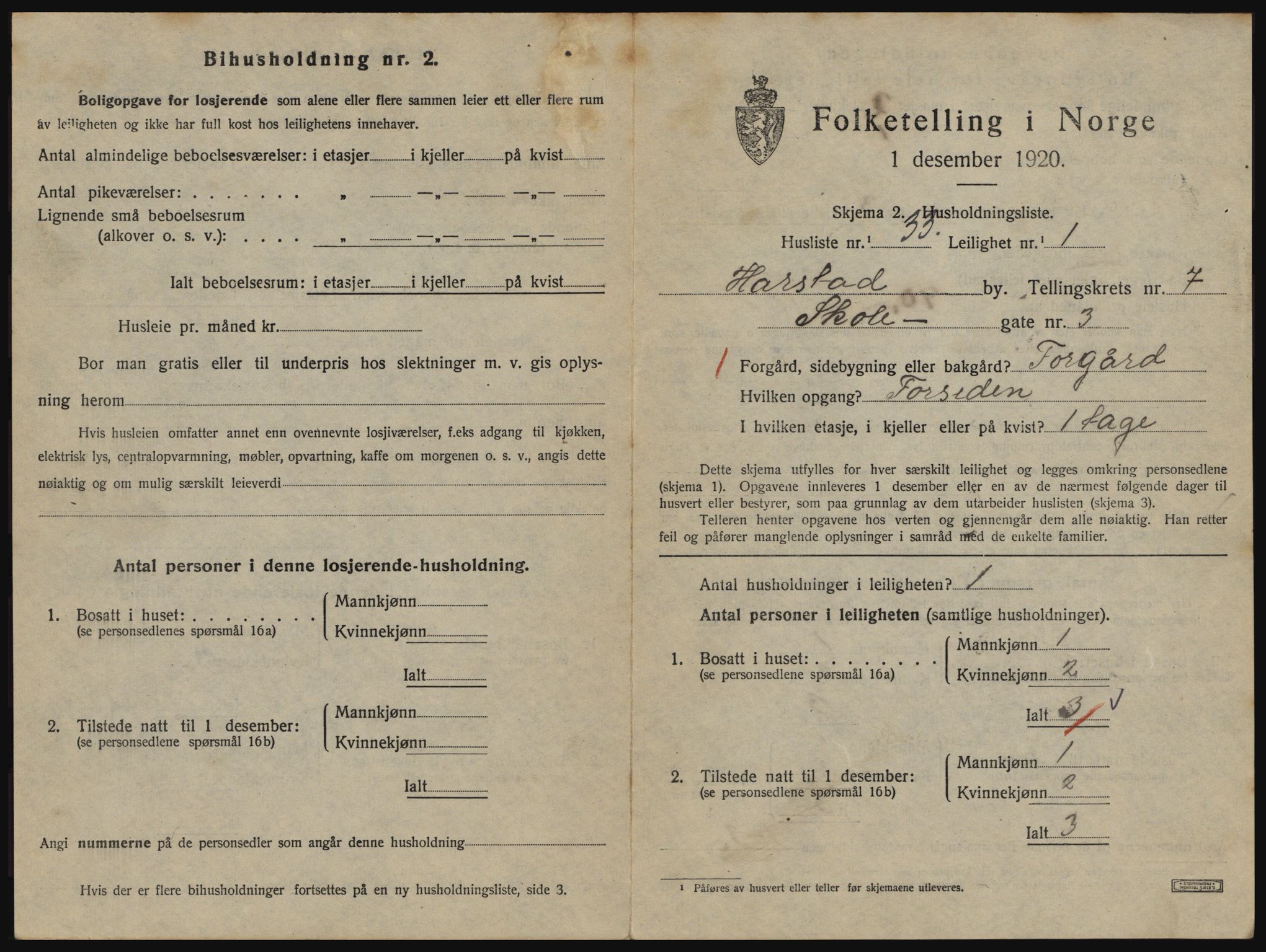 SATØ, 1920 census for Harstad, 1920, p. 2099