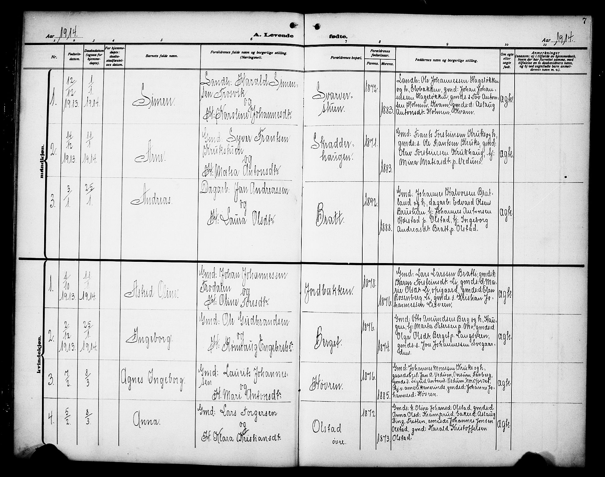 Øyer prestekontor, AV/SAH-PREST-084/H/Ha/Hab/L0007: Parish register (copy) no. 7, 1913-1928, p. 7