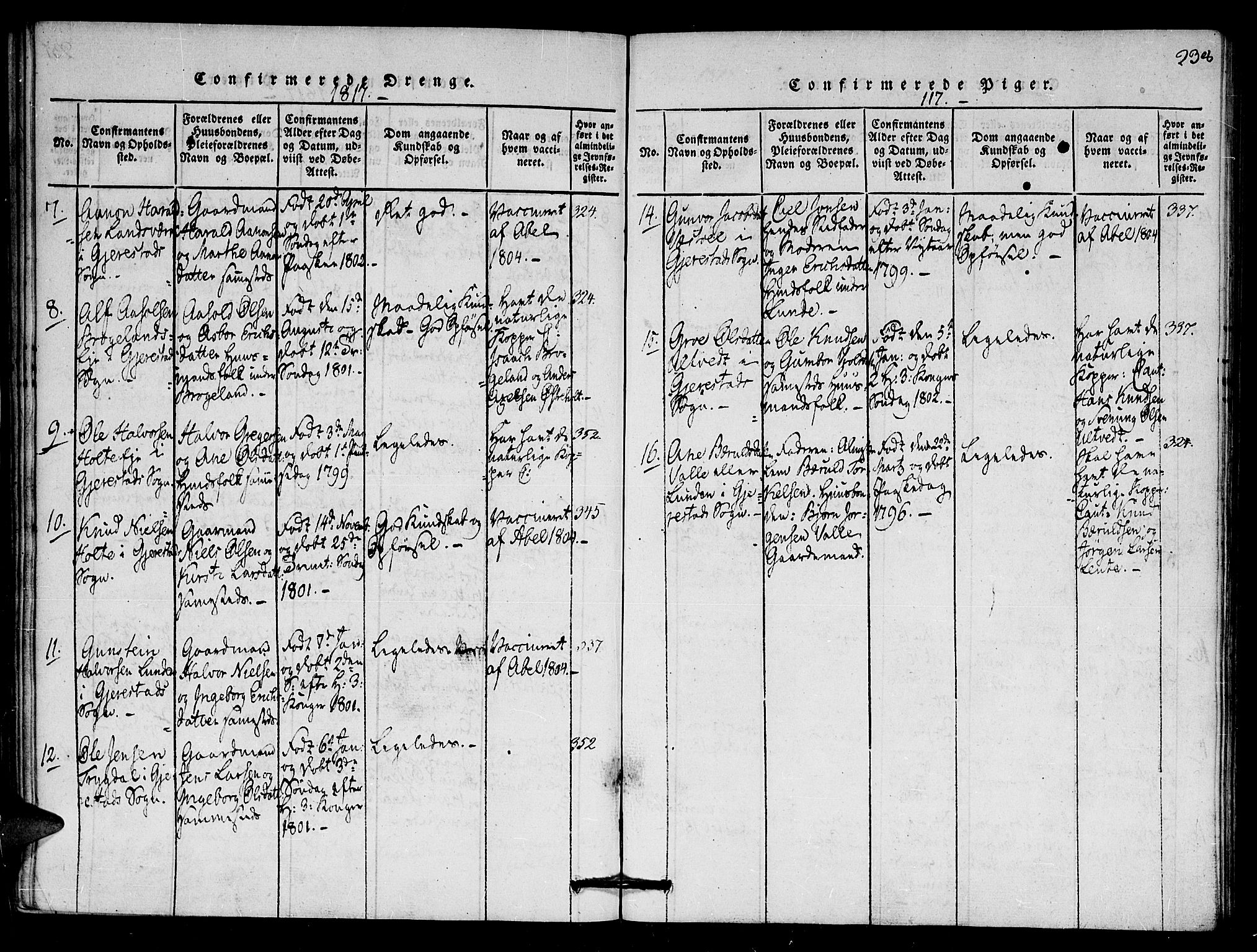 Gjerstad sokneprestkontor, AV/SAK-1111-0014/F/Fa/Faa/L0004: Parish register (official) no. A 4, 1816-1829, p. 238