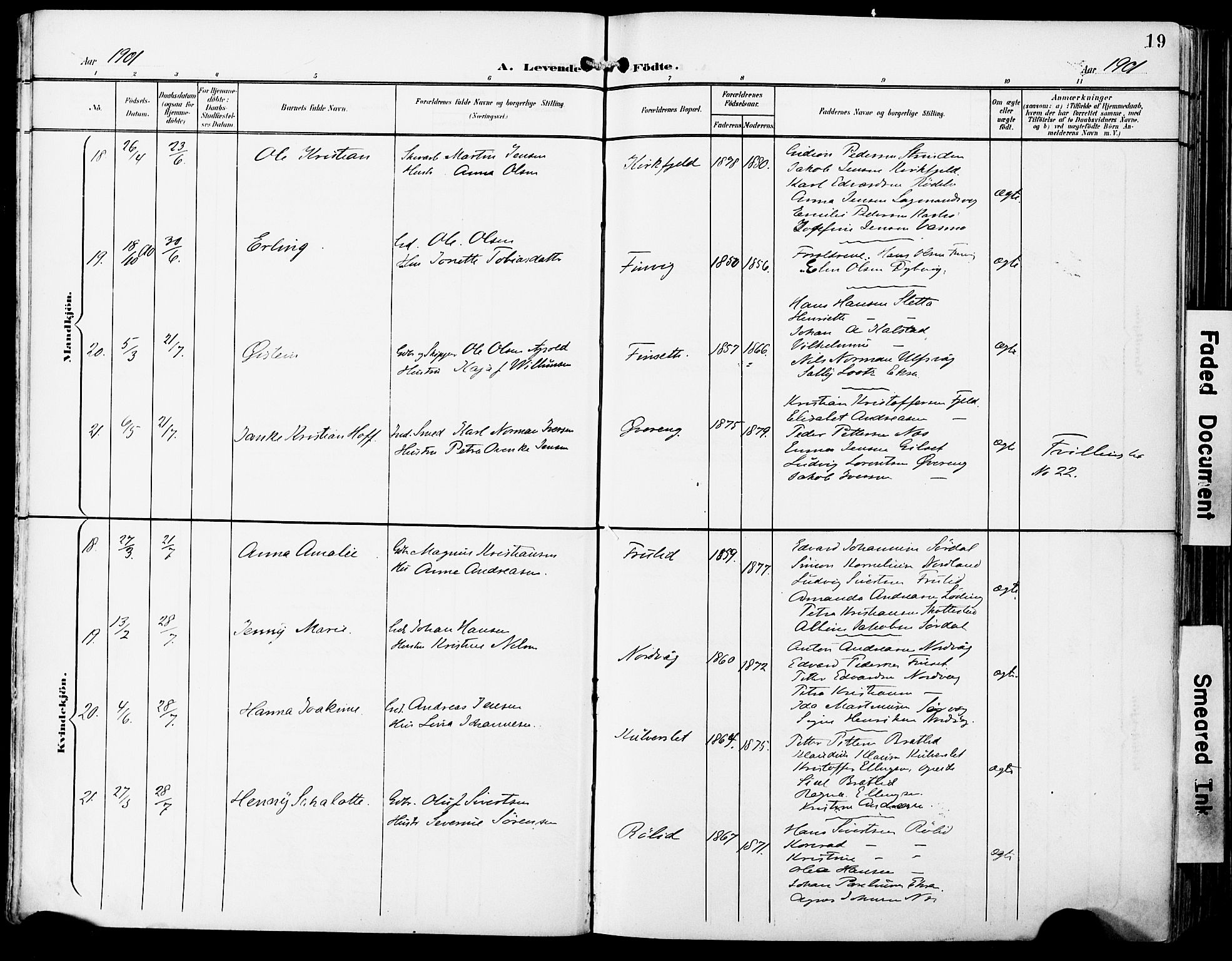 Ministerialprotokoller, klokkerbøker og fødselsregistre - Nordland, AV/SAT-A-1459/859/L0848: Parish register (official) no. 859A08, 1900-1912, p. 19