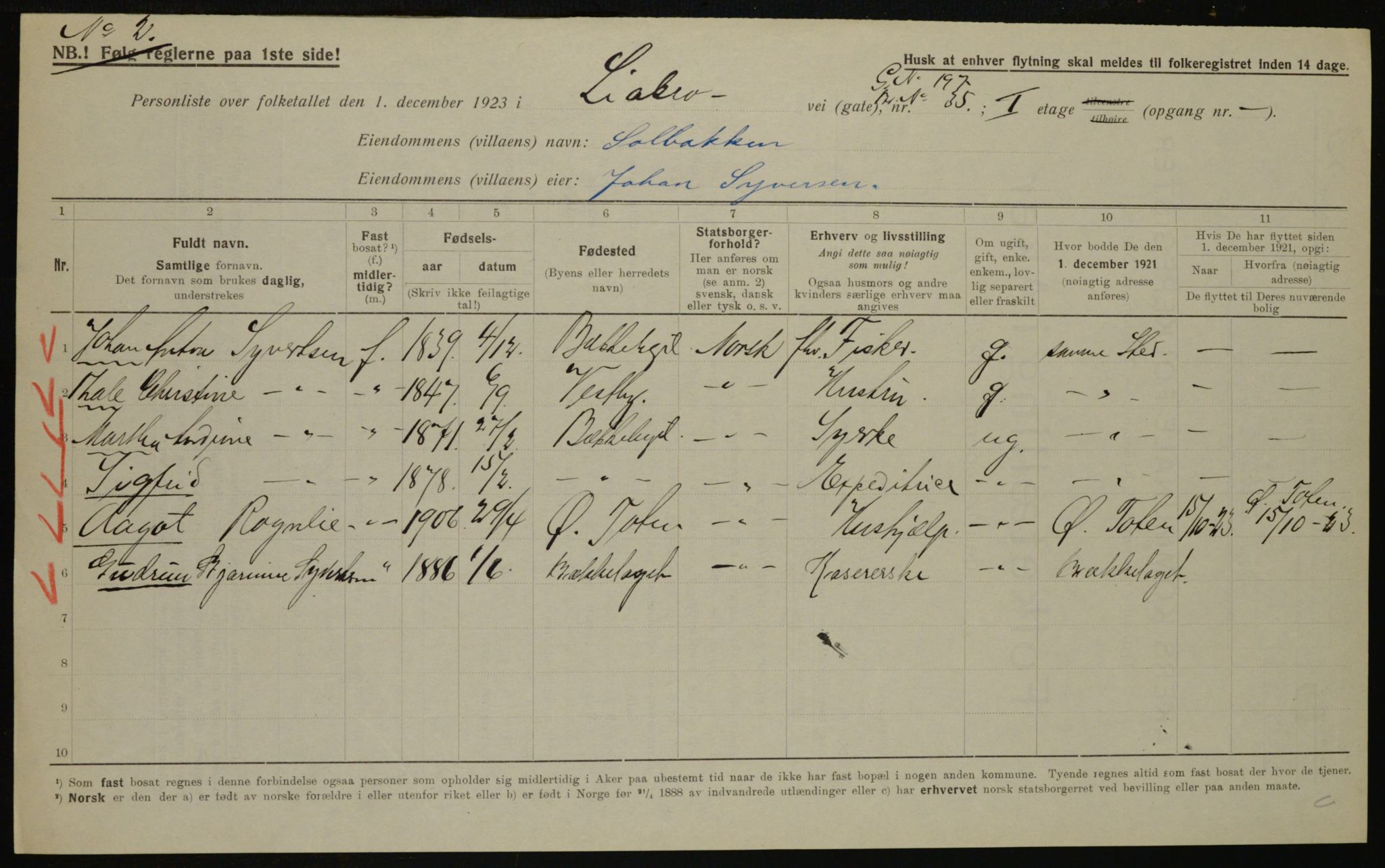 , Municipal Census 1923 for Aker, 1923, p. 41648