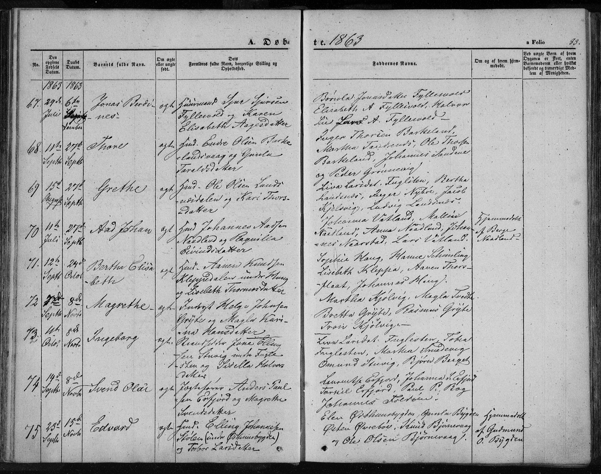 Jelsa sokneprestkontor, AV/SAST-A-101842/01/IV: Parish register (official) no. A 7, 1854-1866, p. 83