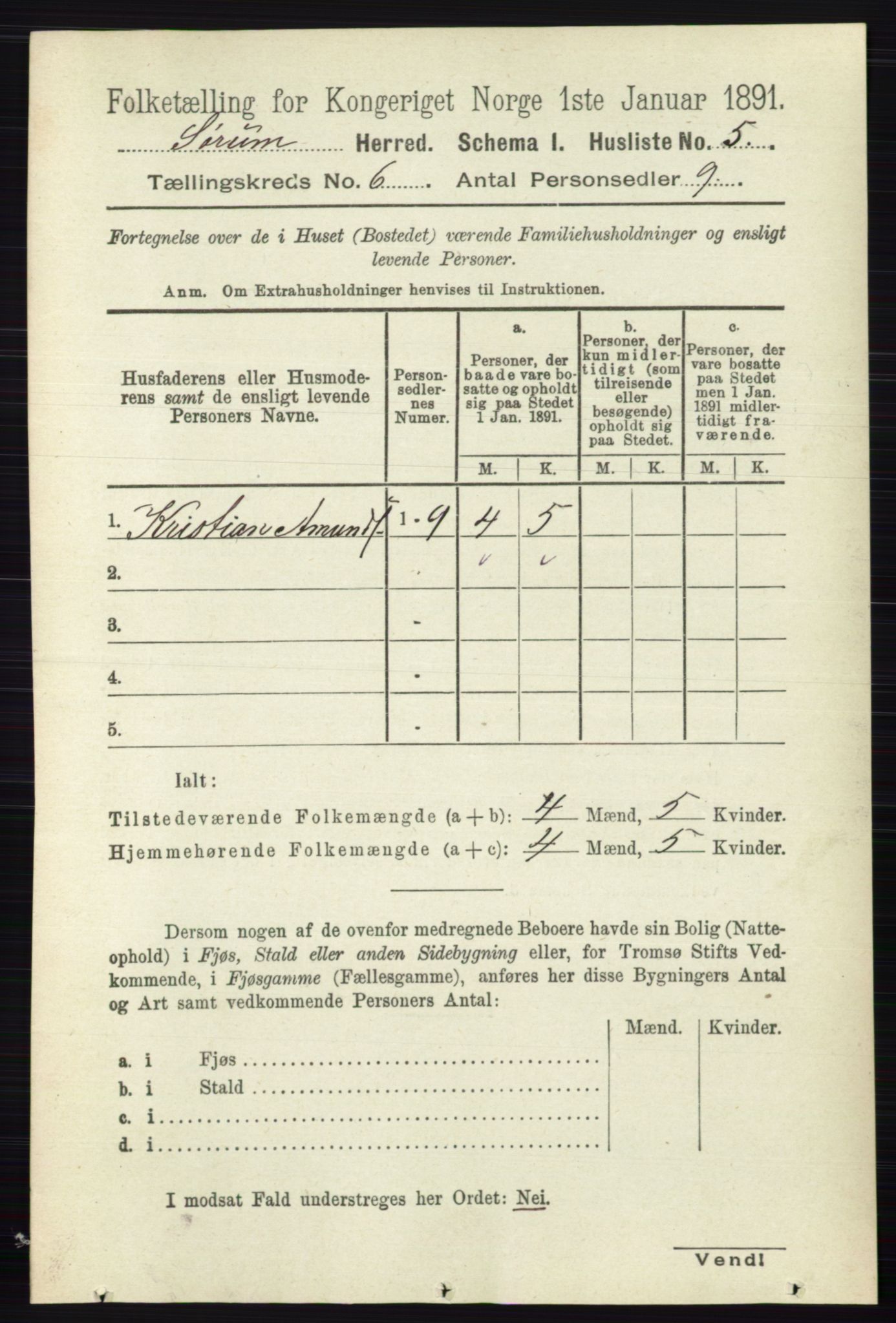 RA, 1891 census for 0226 Sørum, 1891, p. 2625