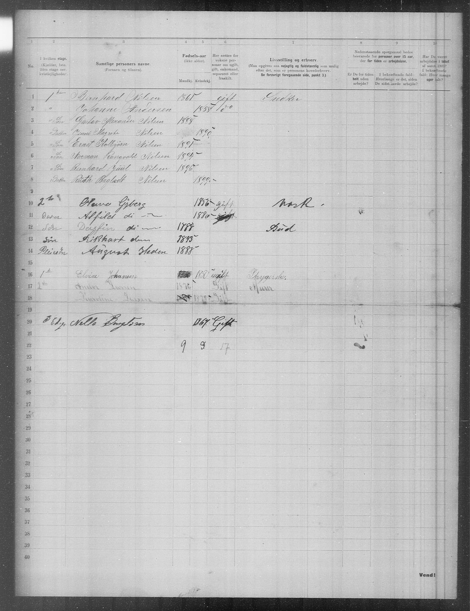 OBA, Municipal Census 1903 for Kristiania, 1903, p. 1070