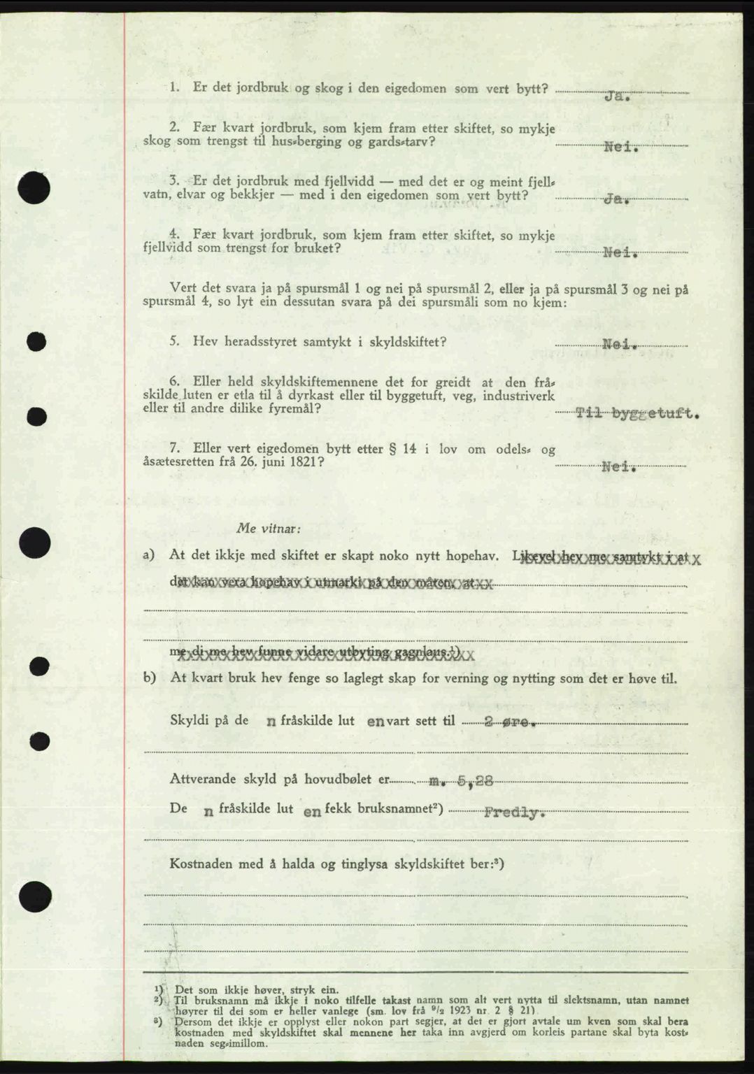 Nordre Sunnmøre sorenskriveri, AV/SAT-A-0006/1/2/2C/2Ca: Mortgage book no. A23, 1946-1947, Diary no: : 1988/1946